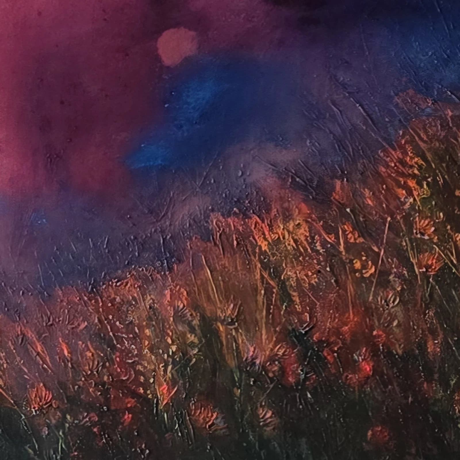 Acrylic Ink Floral Meadow Moody Landscape Moonlit Textured Striking thumbnail 12