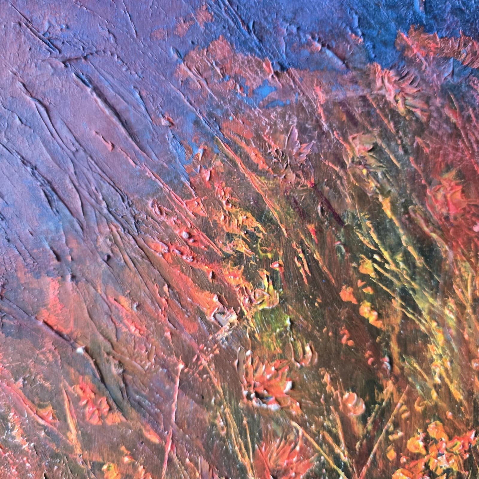 Acrylic Ink Floral Meadow Moody Landscape Moonlit Textured Striking thumbnail 23