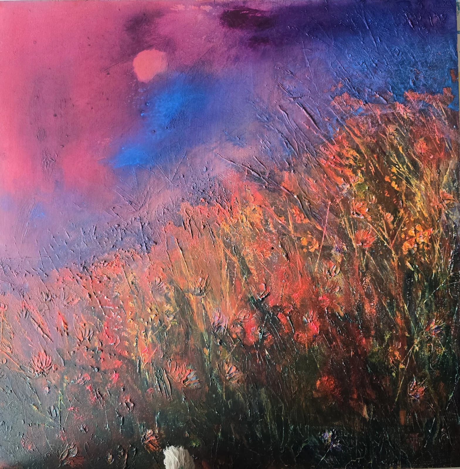 Acrylic Ink Floral Meadow Moody Landscape Moonlit Textured Striking thumbnail 24