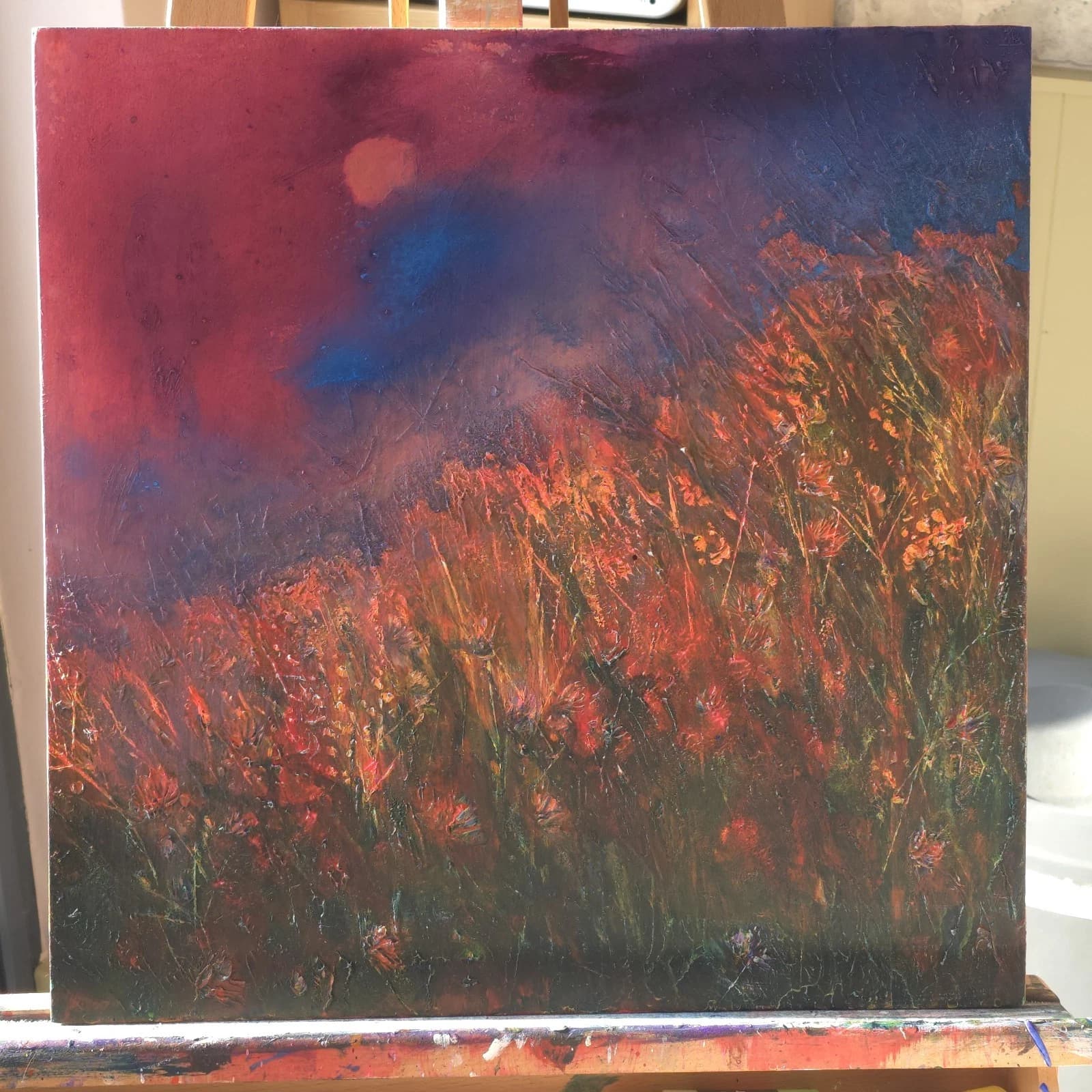 Acrylic Ink Floral Meadow Moody Landscape Moonlit Textured Striking thumbnail 7
