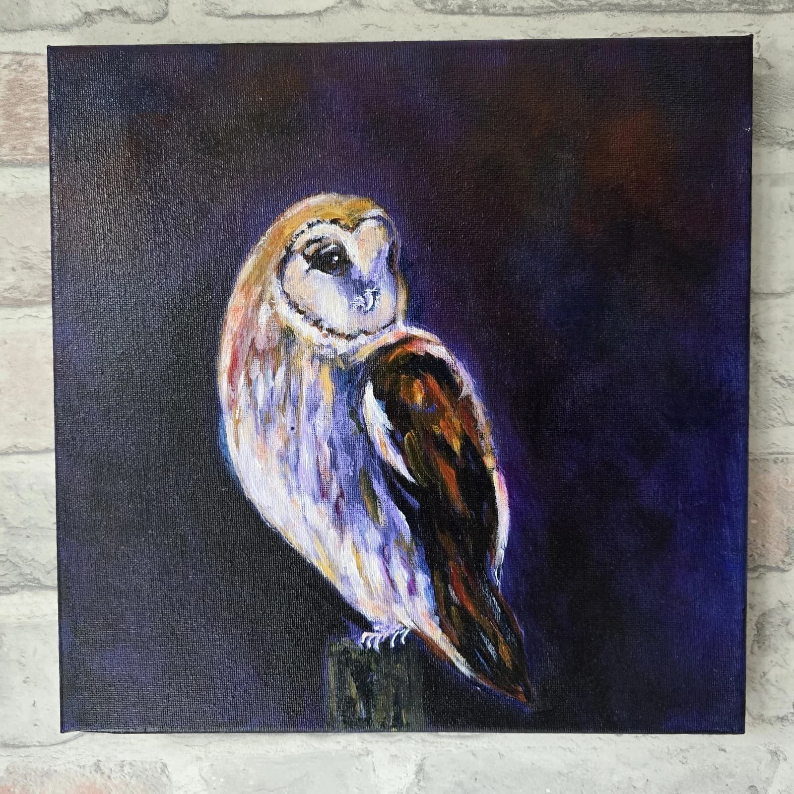 Acrylic Painting Barn Owl Native Bird Wildlife Art Stunning Framed thumbnail 11
