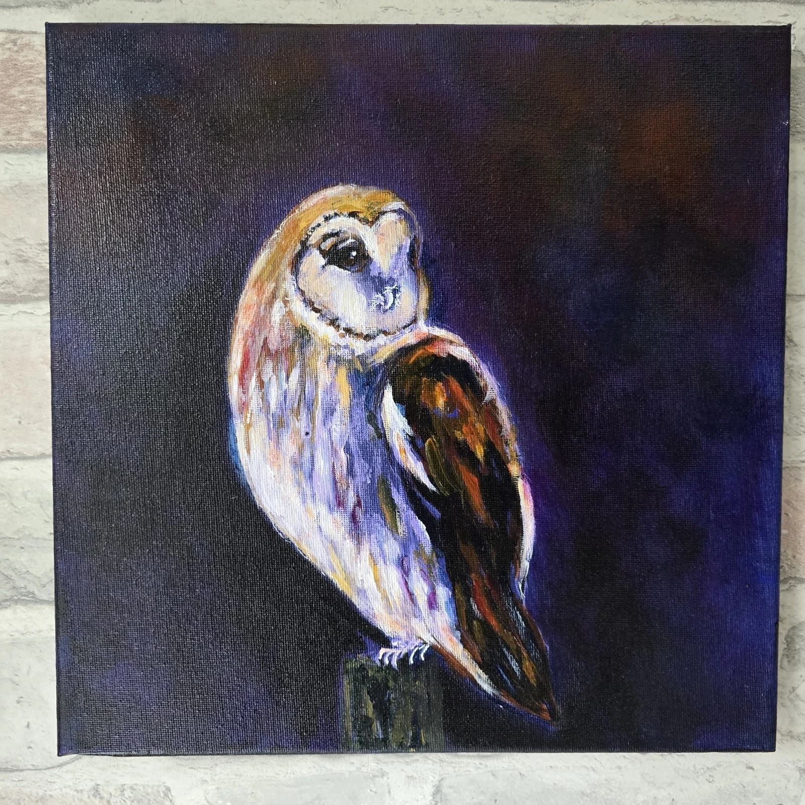 Acrylic Painting Barn Owl Native Bird Wildlife Art Stunning Framed thumbnail 13
