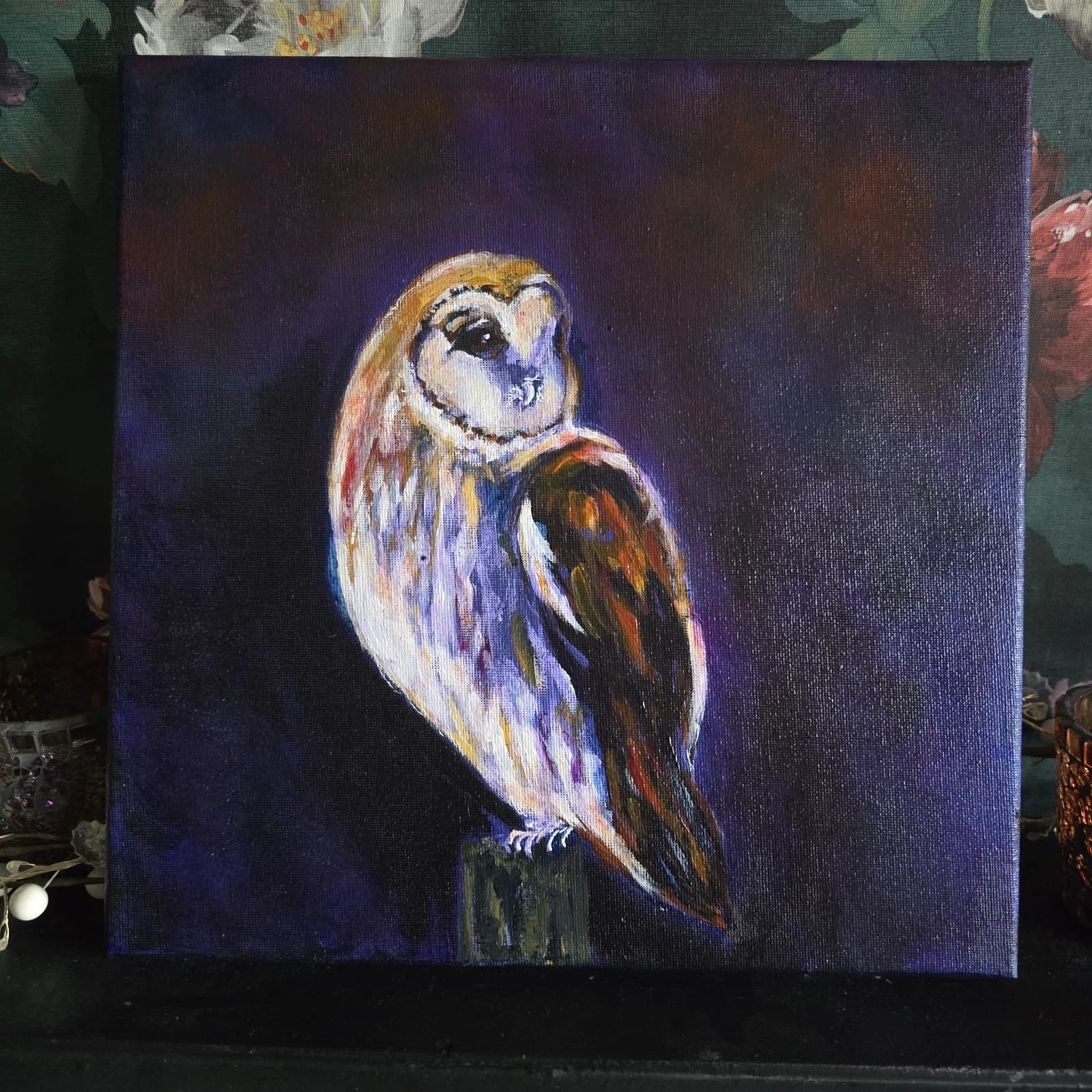 Acrylic Painting Barn Owl Native Bird Wildlife Art Stunning Framed thumbnail 14