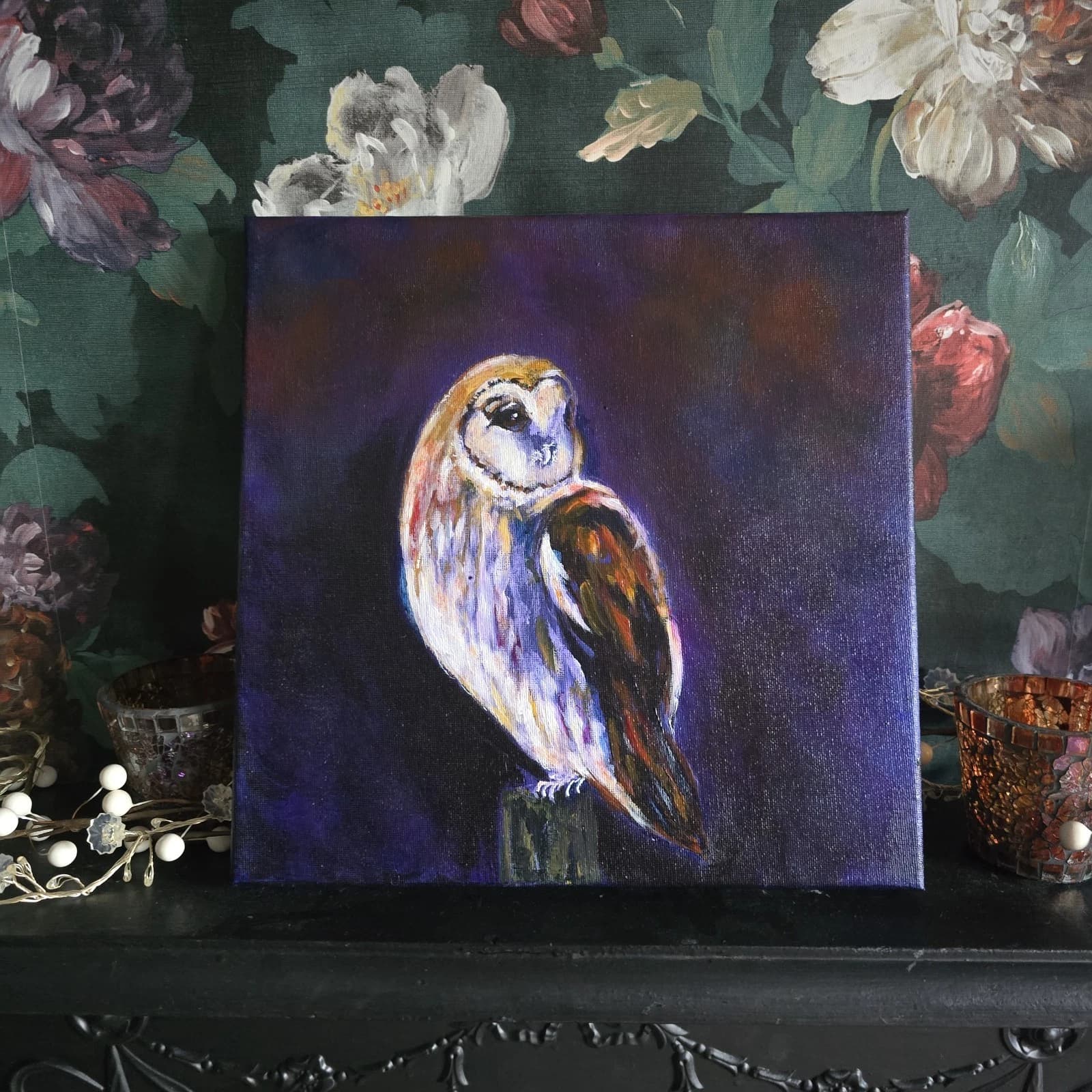 Acrylic Painting Barn Owl Native Bird Wildlife Art Stunning Framed thumbnail 16