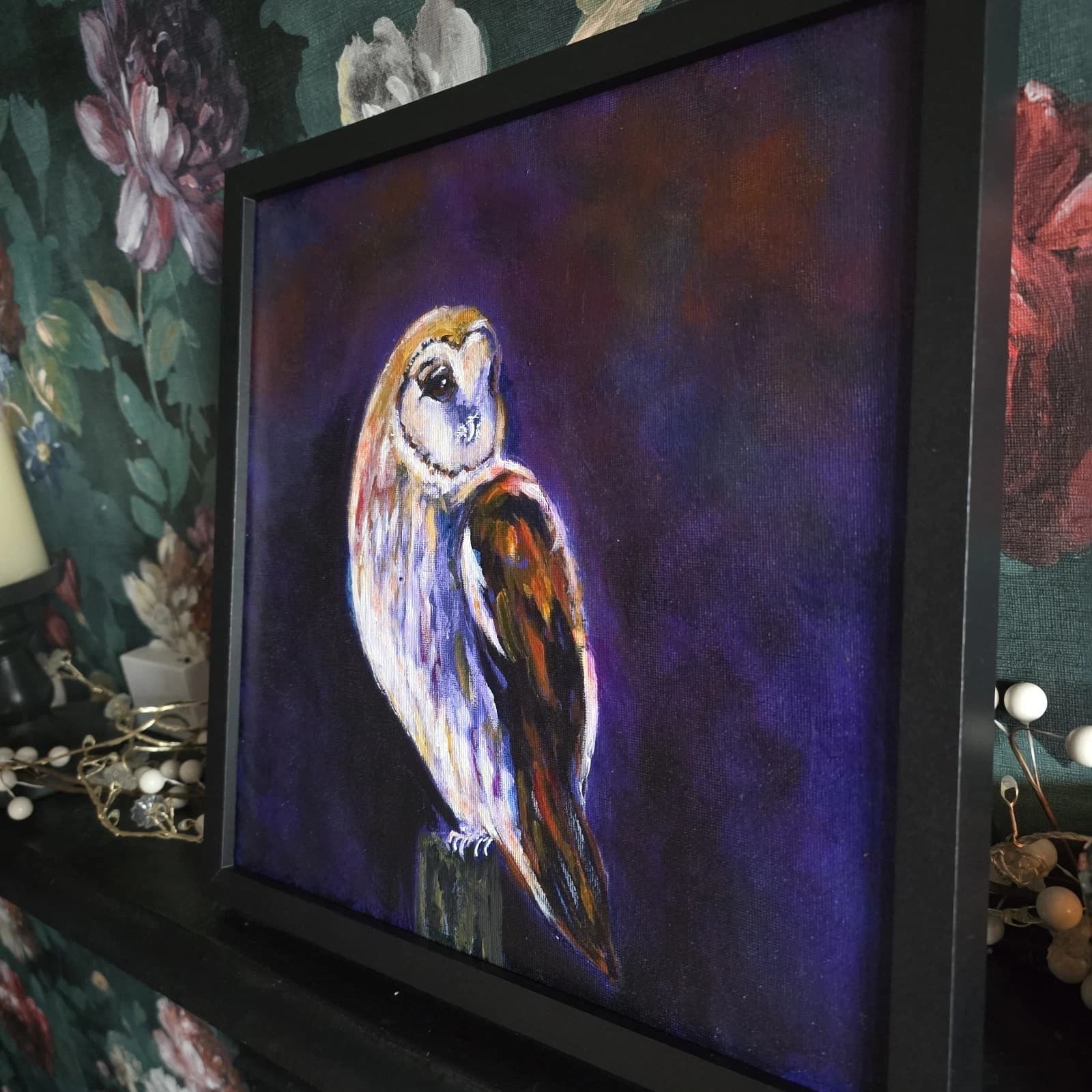 Acrylic Painting Barn Owl Native Bird Wildlife Art Stunning Framed thumbnail 20
