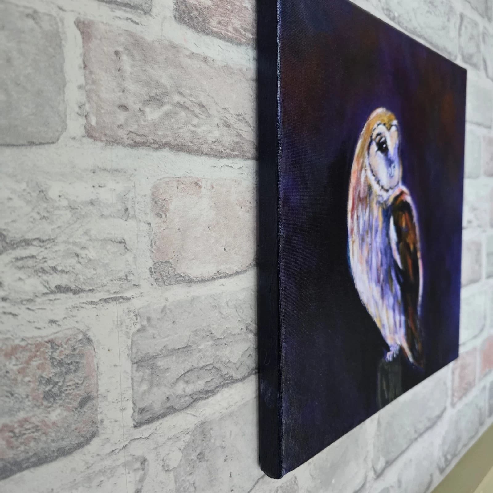 Acrylic Painting Barn Owl Native Bird Wildlife Art Stunning Framed thumbnail 4