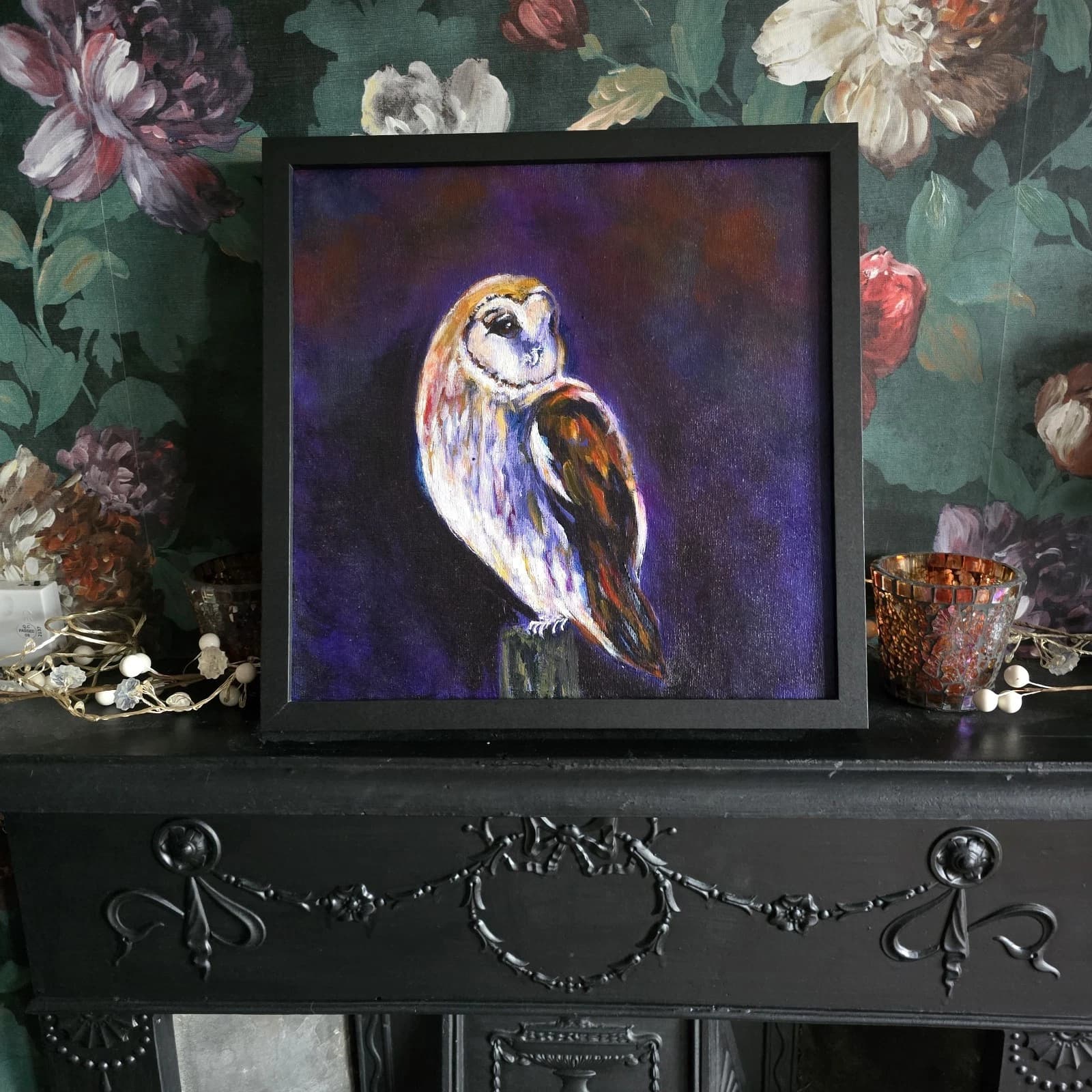 Acrylic Painting Barn Owl Native Bird Wildlife Art Stunning Framed thumbnail 7