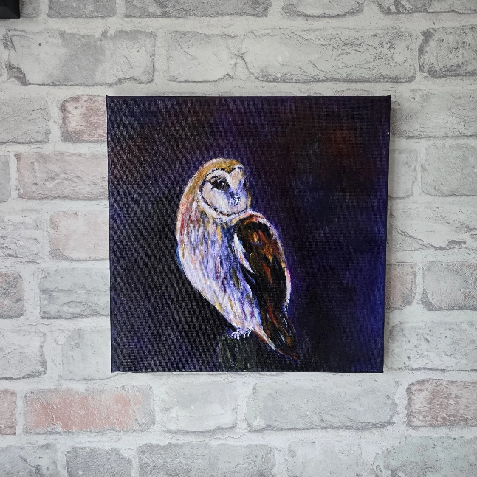 Acrylic Painting Barn Owl Native Bird Wildlife Art Stunning Framed thumbnail 9