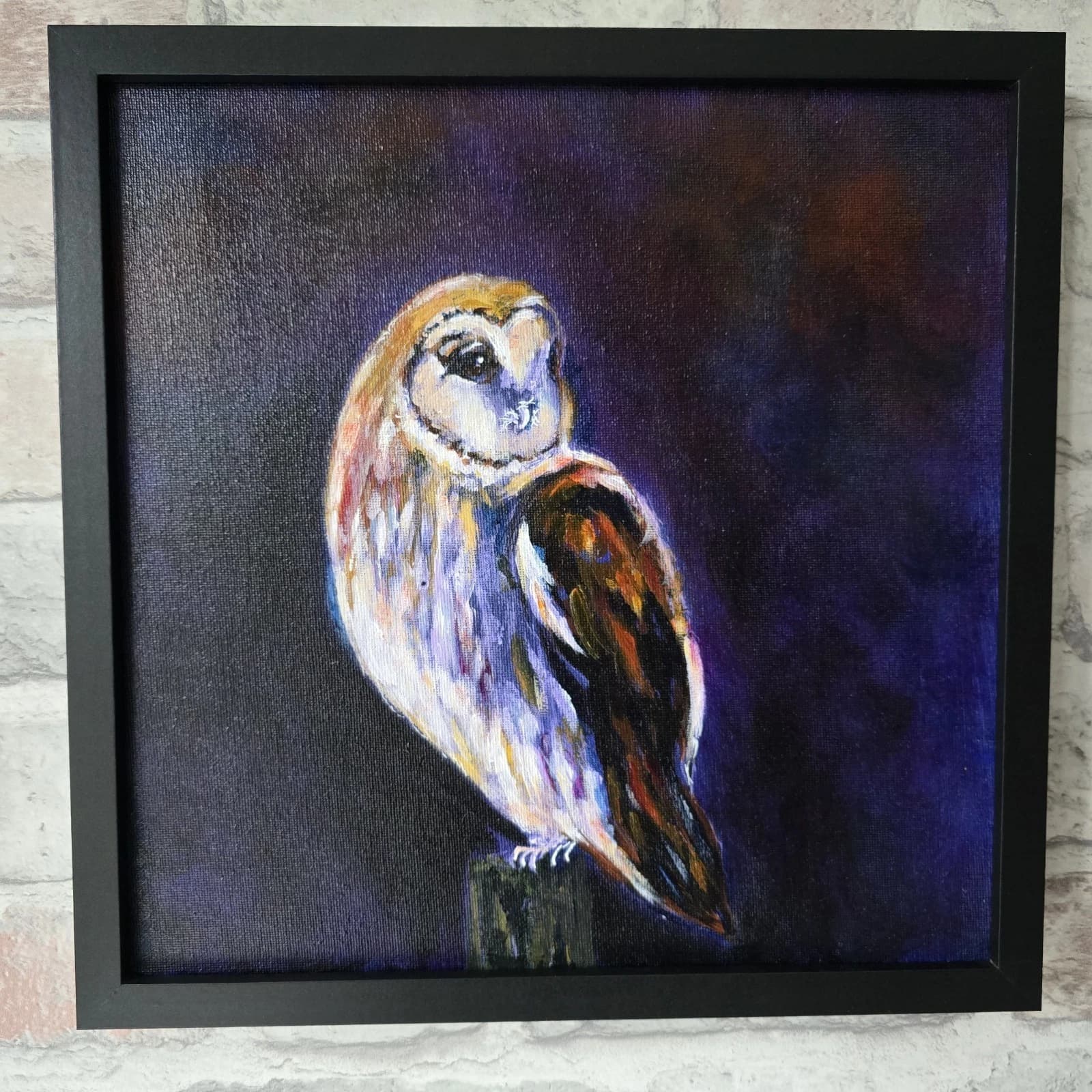 Acrylic Painting Barn Owl Native Bird Wildlife Art Stunning Framed