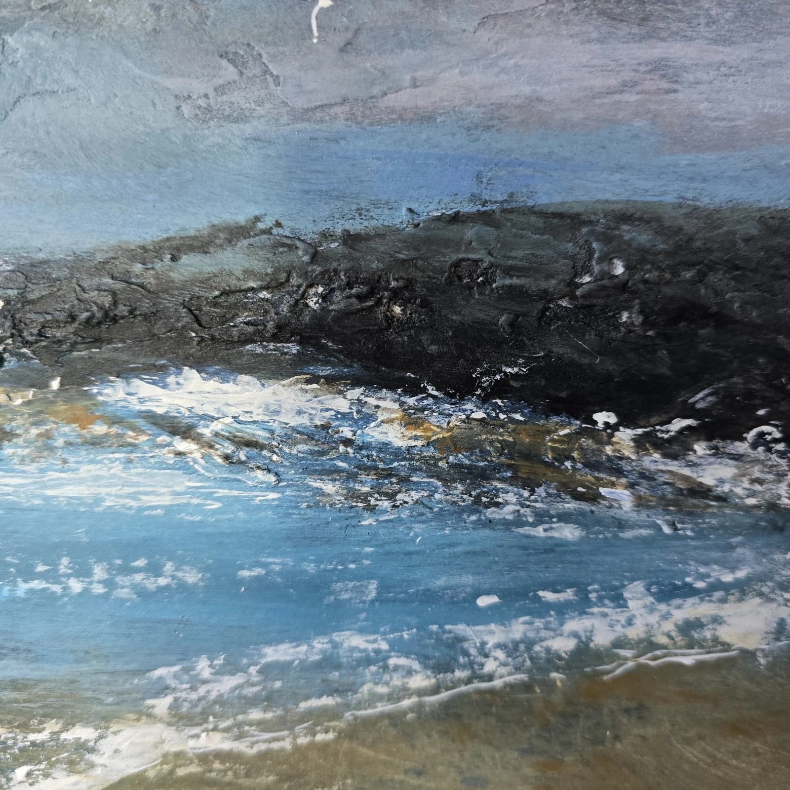 Acrylic Painting Coastal Landscape Lighthouse Seagulls Framed thumbnail 12