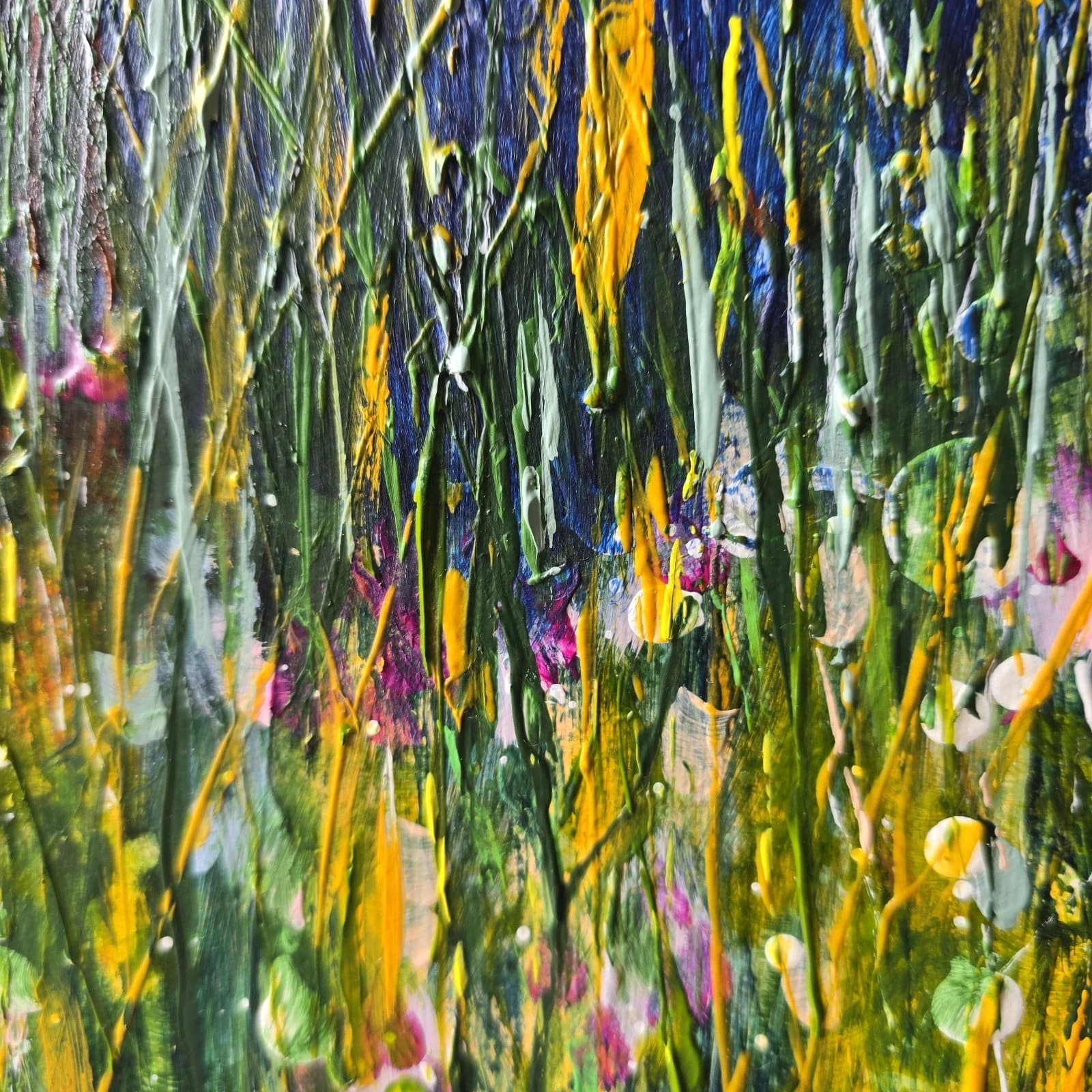 Acrylic Painting Hares Moon Meadow Wildlife Art thumbnail 17