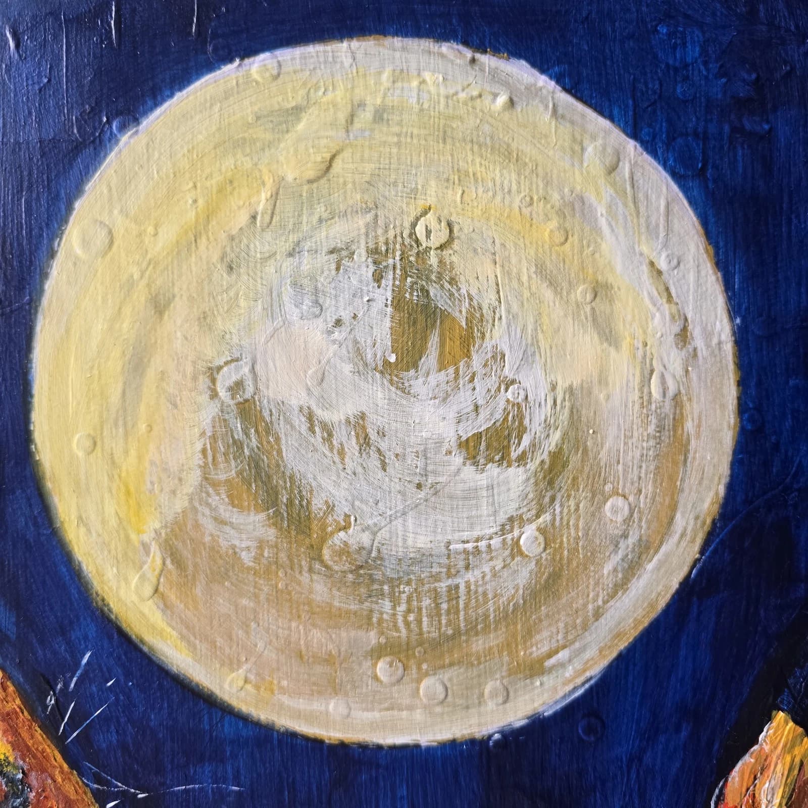 Acrylic Painting Hares Moon Meadow Wildlife Art thumbnail 20