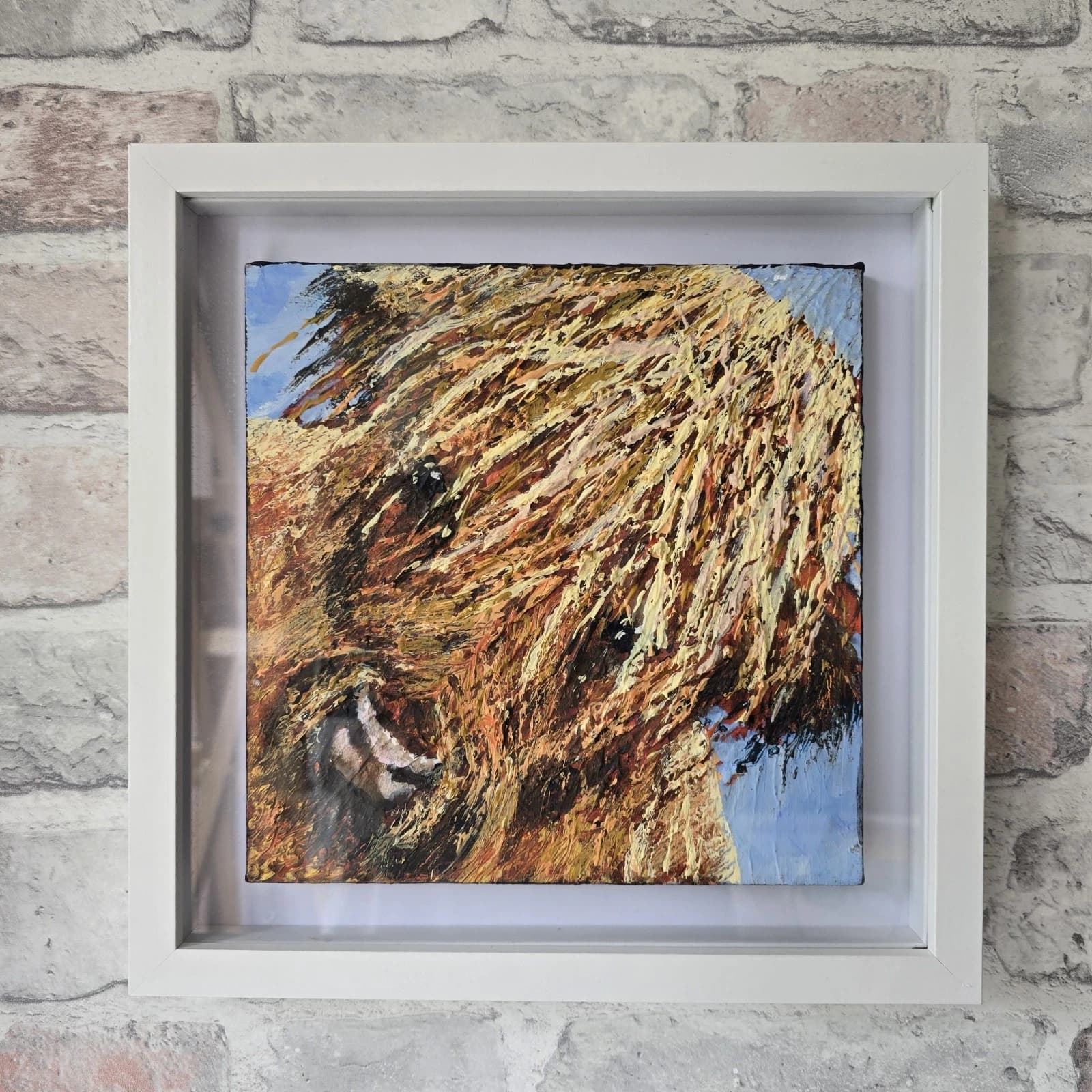 Acrylic Painting Highland Cow Calf Canvas Small Textured Quirky thumbnail 16