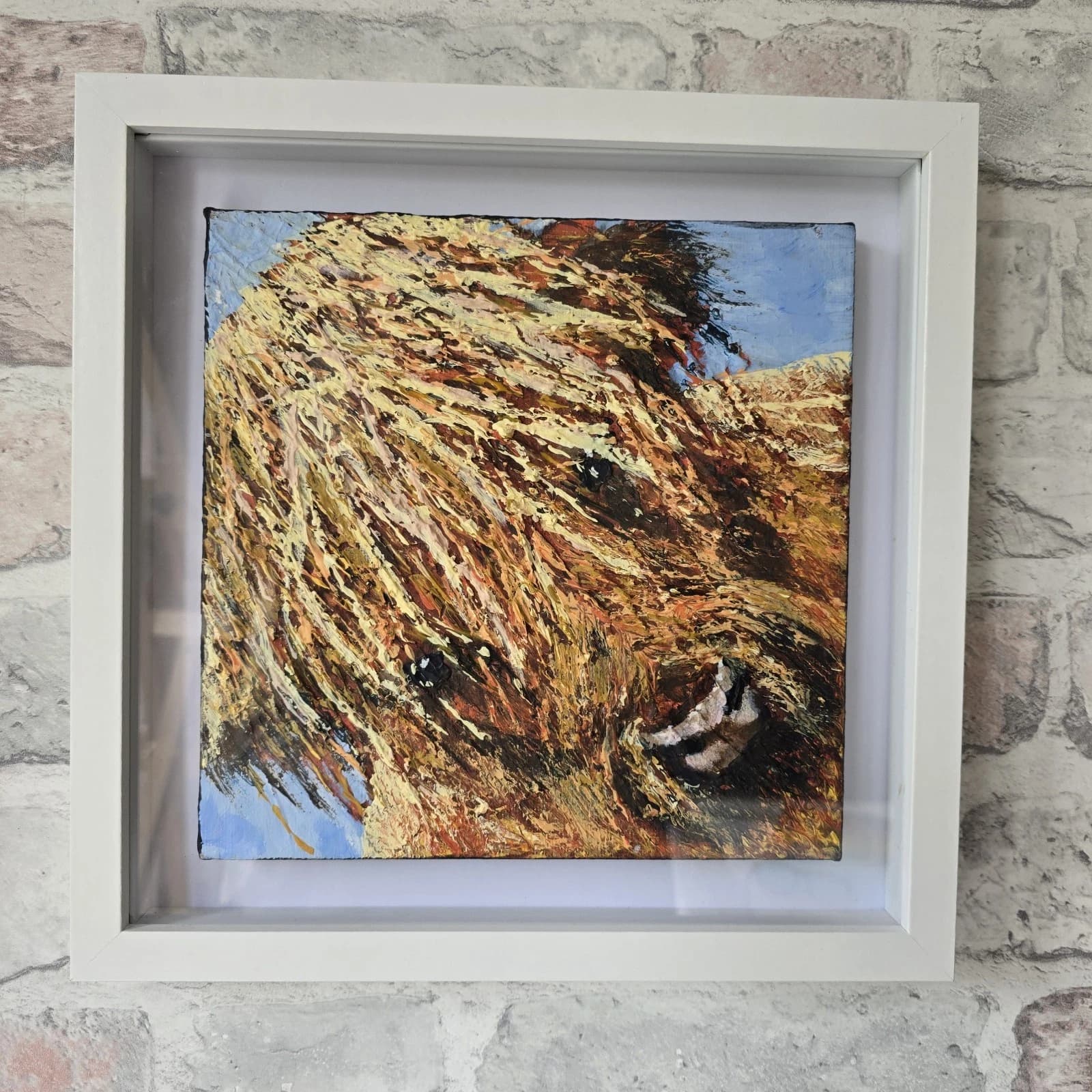 Acrylic Painting Highland Cow Calf Canvas Small Textured Quirky thumbnail 17