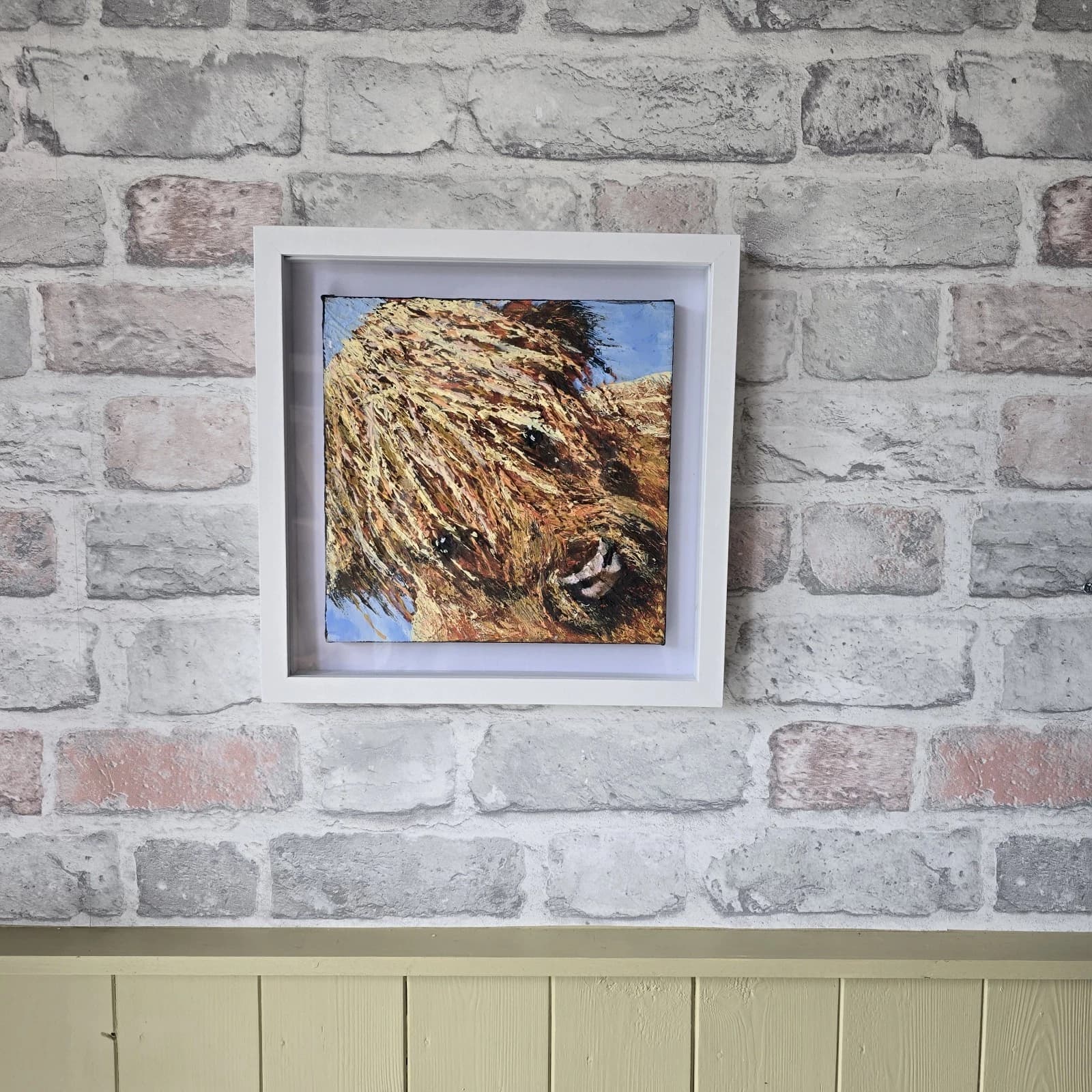 Acrylic Painting Highland Cow Calf Canvas Small Textured Quirky thumbnail 18