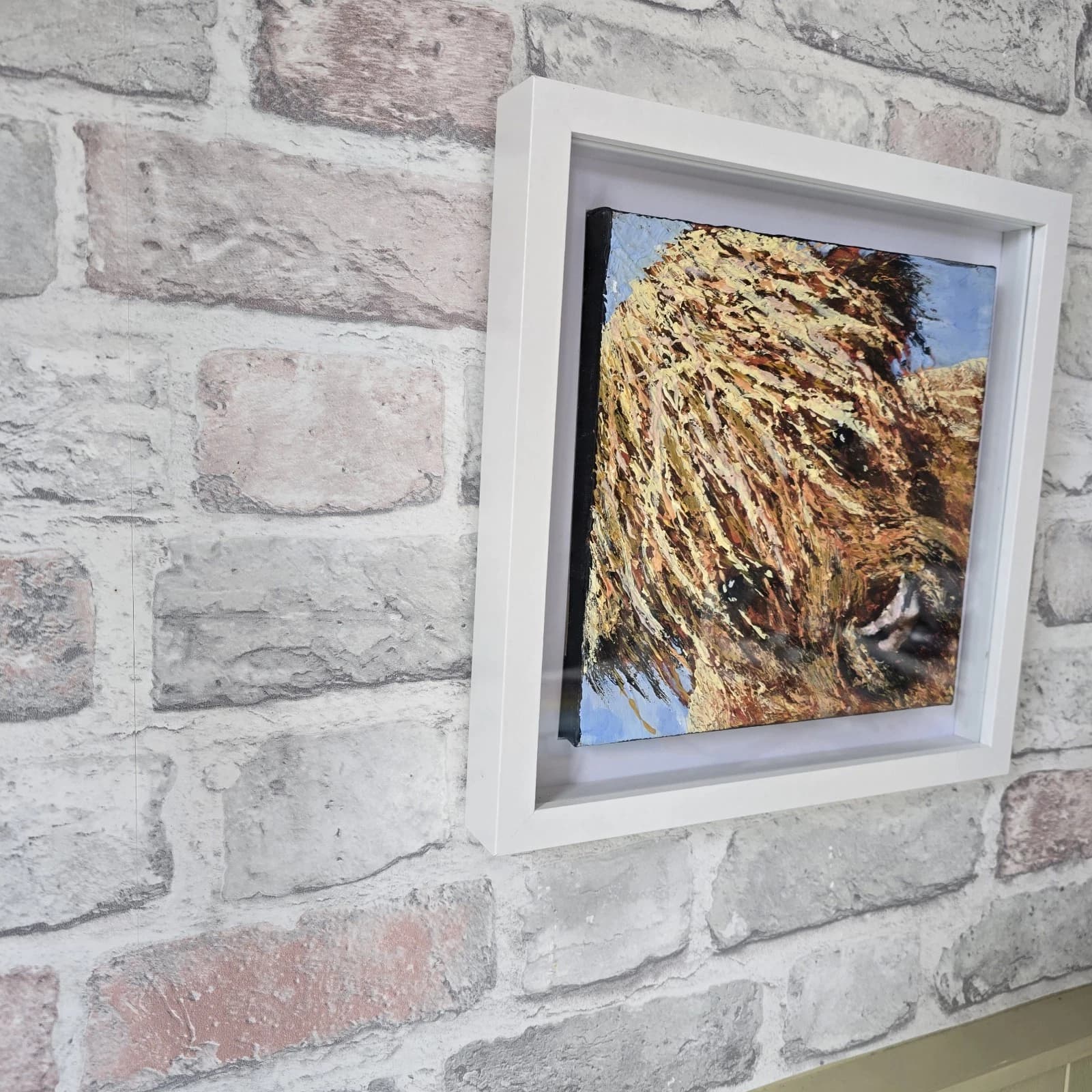 Acrylic Painting Highland Cow Calf Canvas Small Textured Quirky thumbnail 19
