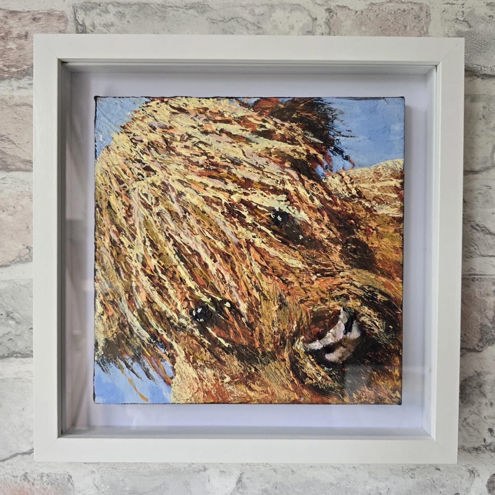 Acrylic Painting Highland Cow Calf Canvas Small Textured Quirky thumbnail 20