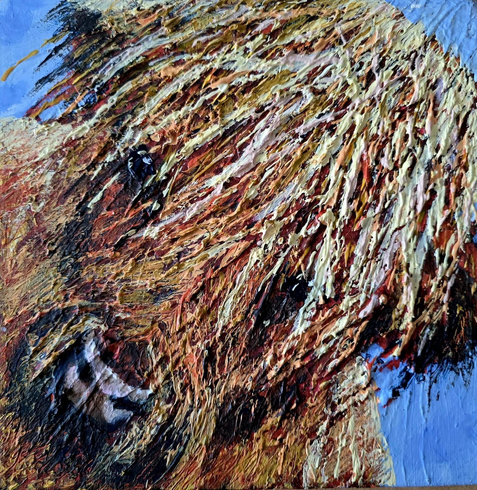 Acrylic Painting Highland Cow Calf Canvas Small Textured Quirky thumbnail 8
