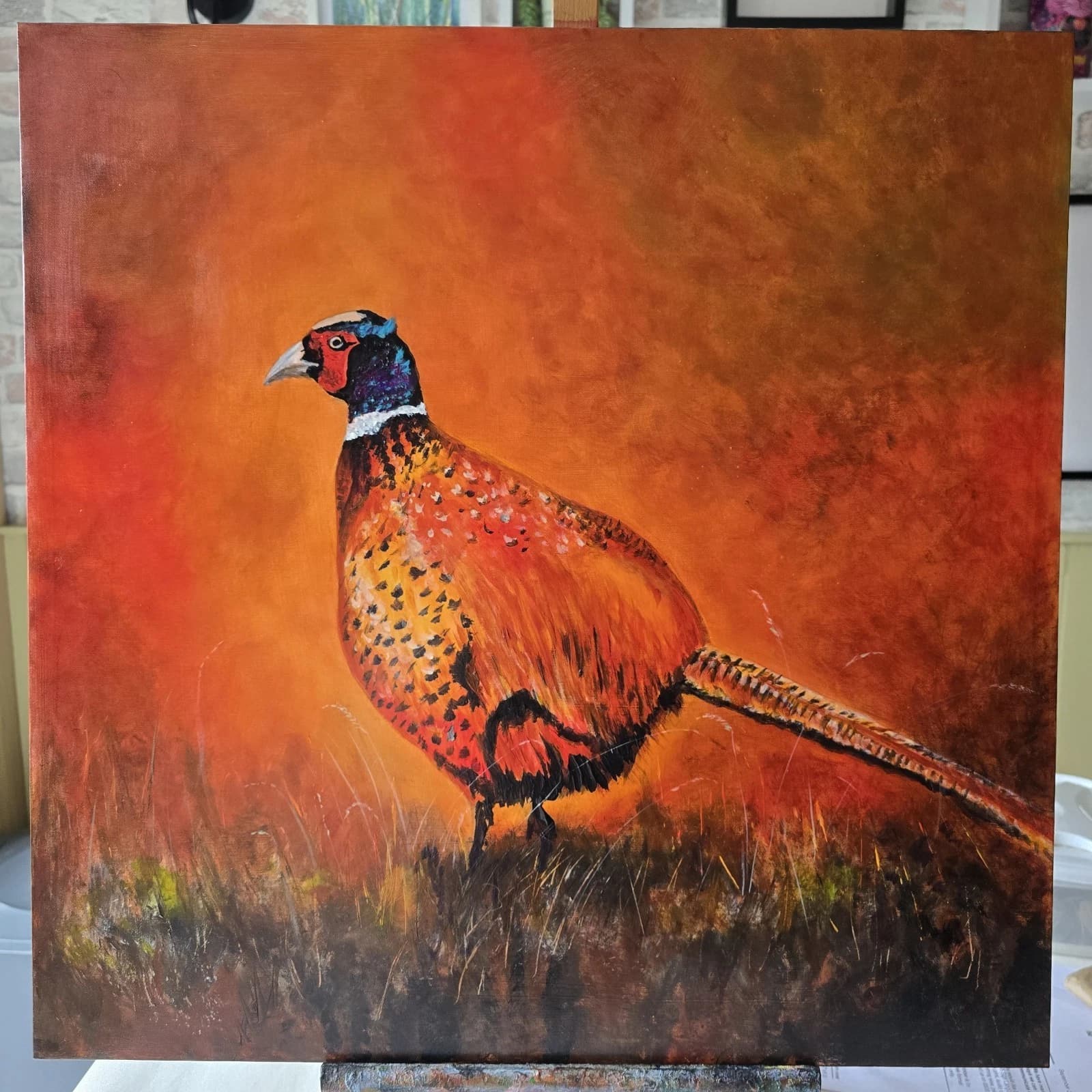 Acrylic Painting Pheasant Game Bird Wildlife Art Canvas thumbnail 2
