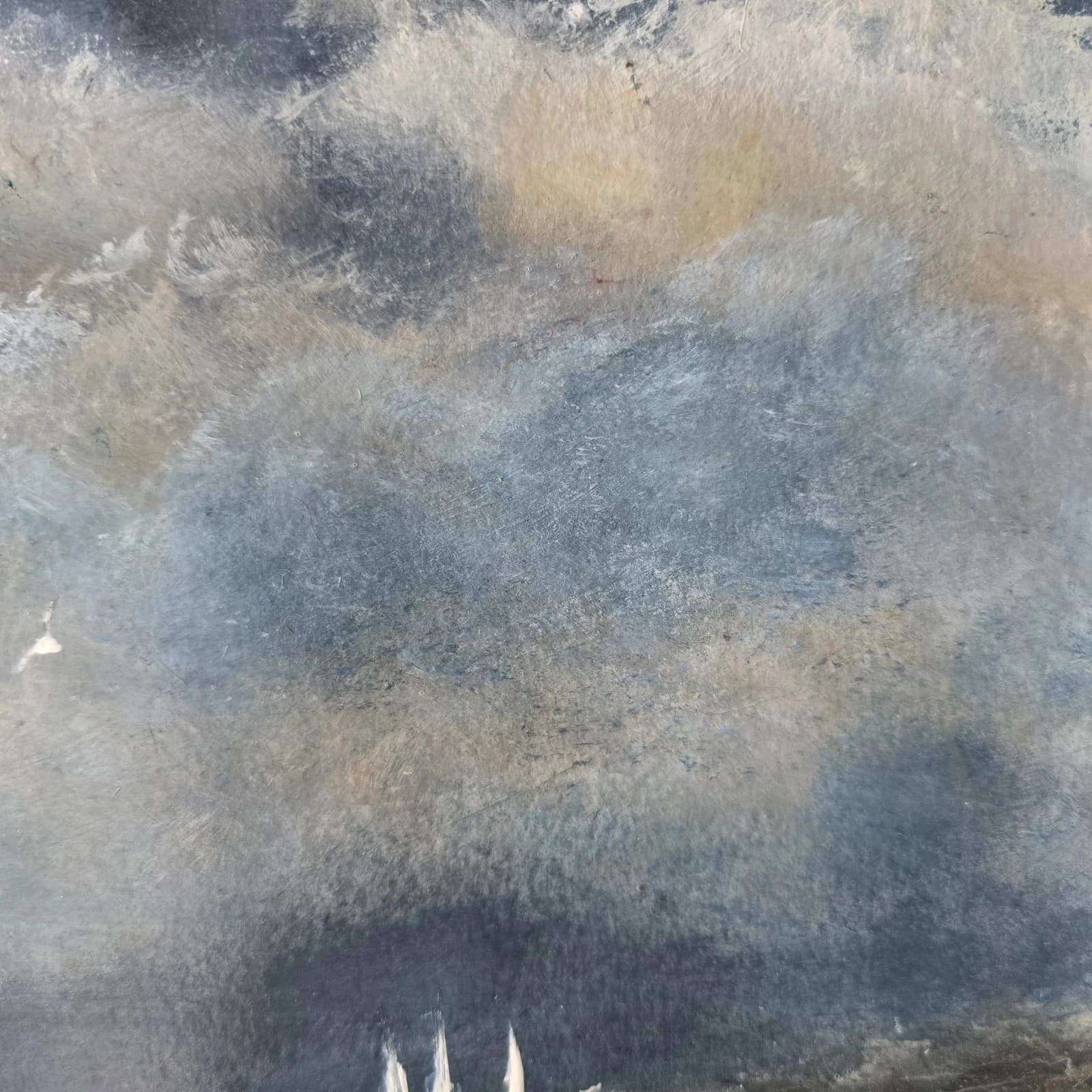 Acrylic Painting Stormy Coastal Landscape Boats Sailing Dusk Framed thumbnail 11