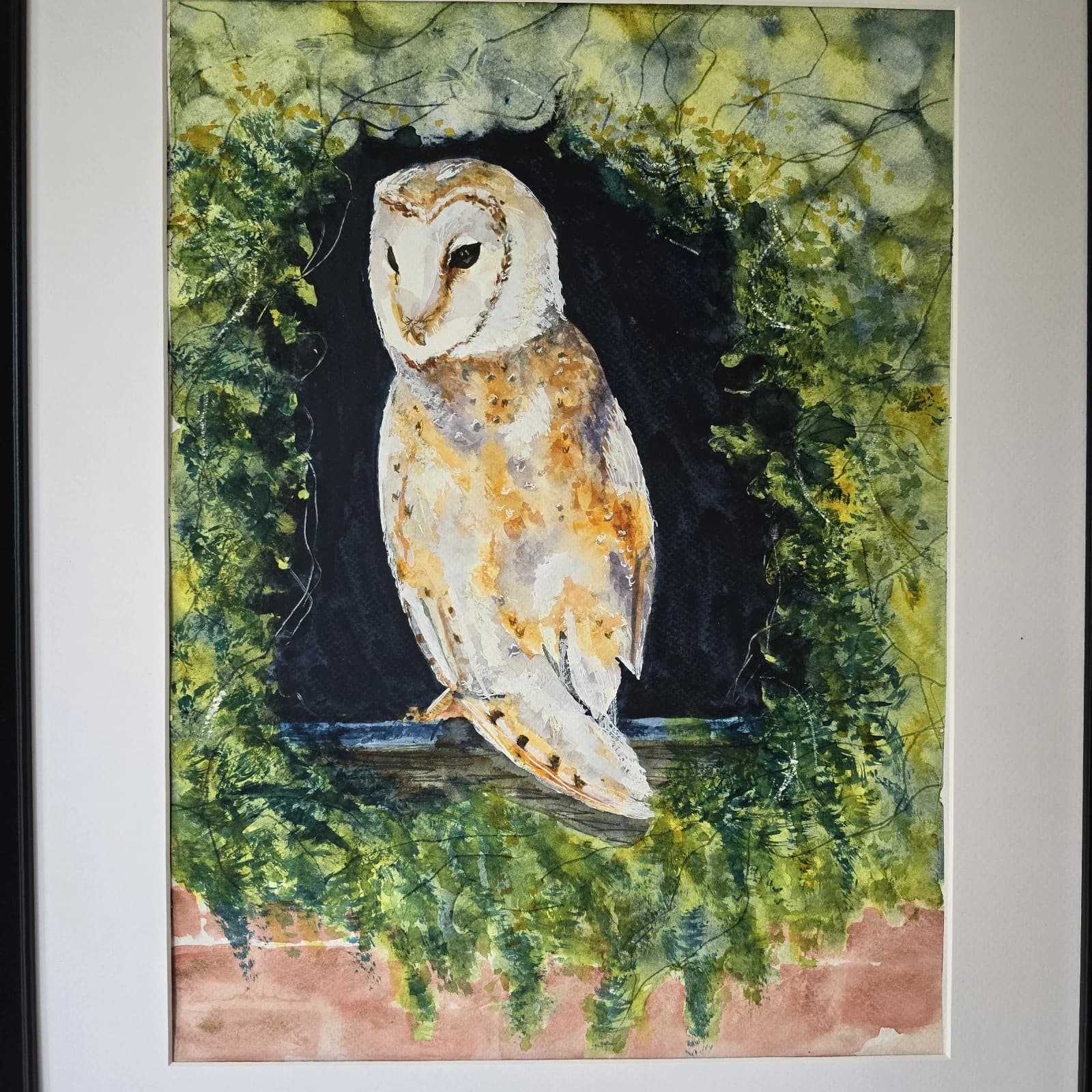 Barn Owl Watercolour Painting, Framed Wildlife thumbnail 2