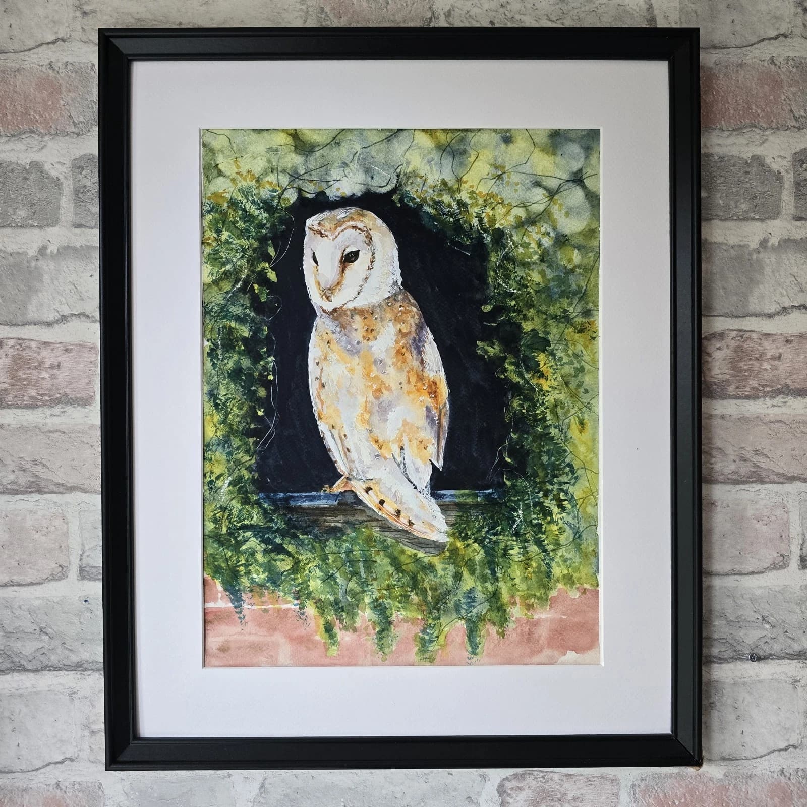 Barn Owl Watercolour Painting, Framed Wildlife thumbnail 3