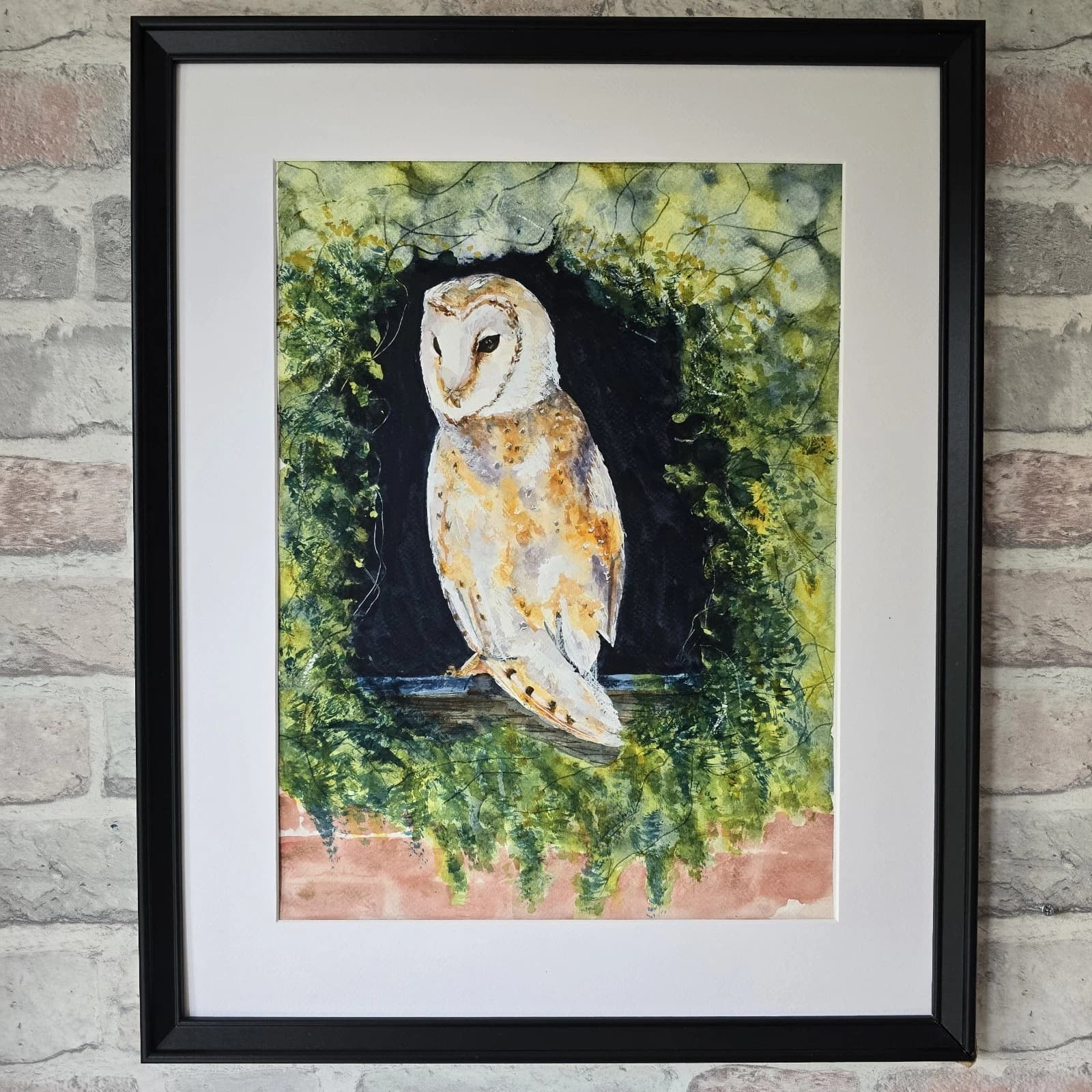 Barn Owl Watercolour Painting, Framed Wildlife