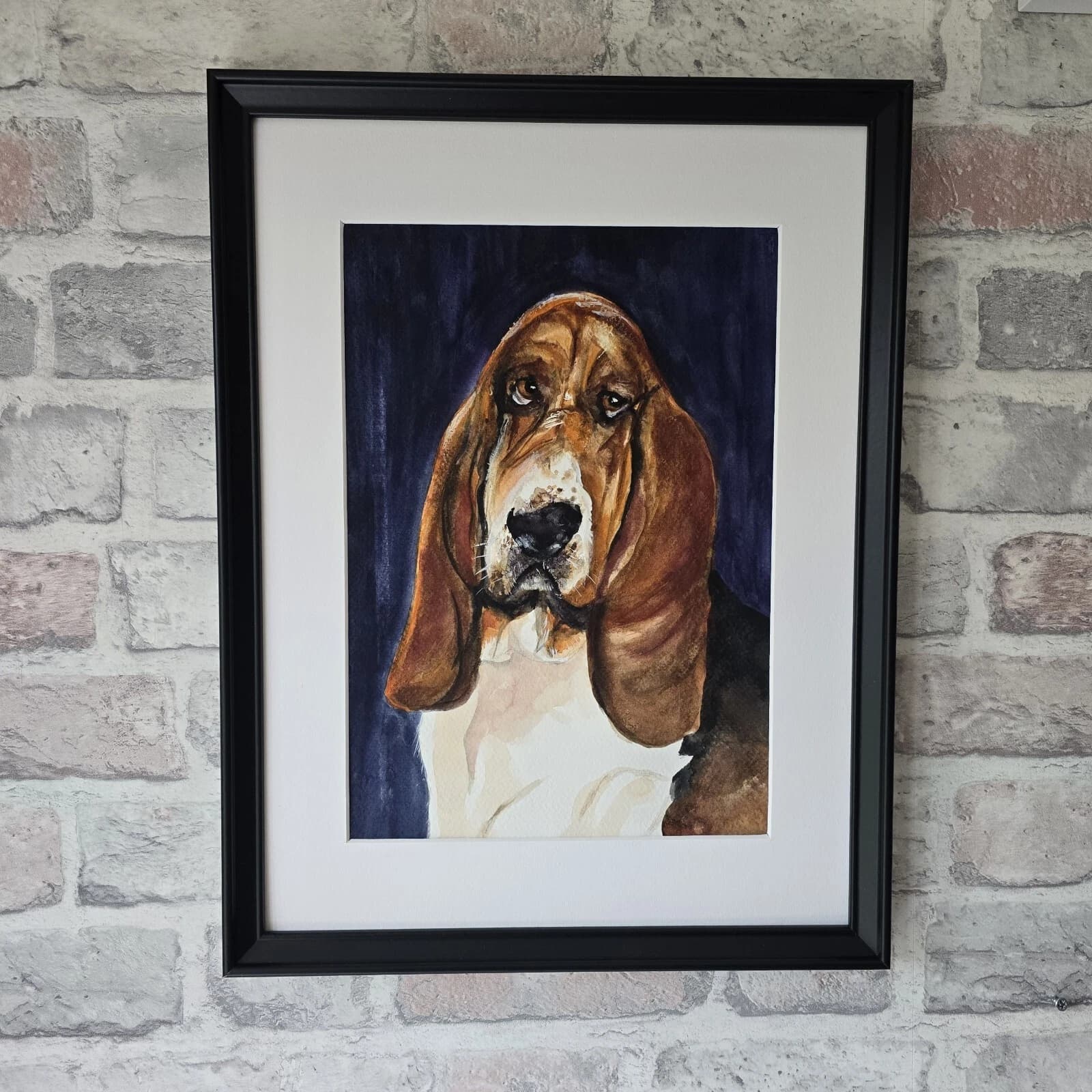 Bassett Hound Dog Portrait Head Watercolour Contemporary Gift Framed thumbnail 4