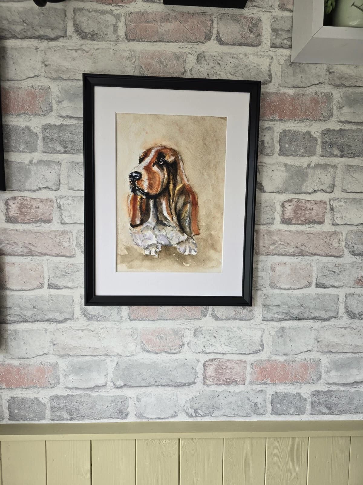 Bassett Hound Puppy Watercolour Contemporary Framed thumbnail 4