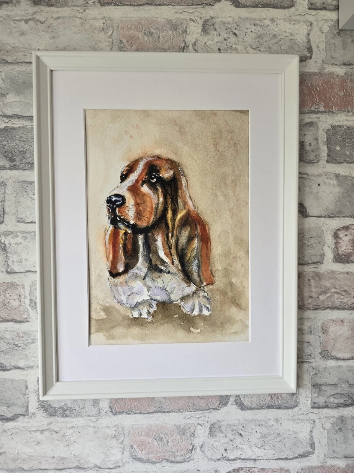 Bassett Hound Puppy Watercolour Contemporary Framed thumbnail 7