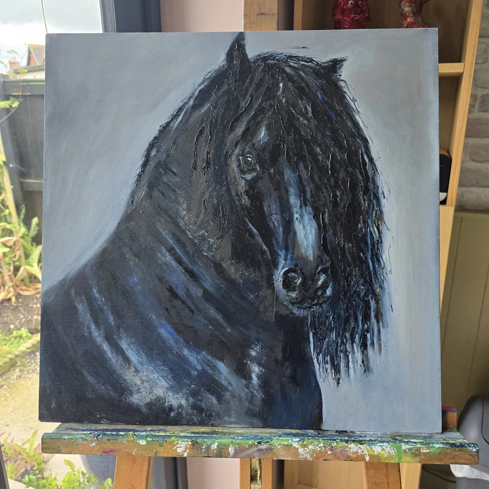Black Horse Friesian Oil Painting thumbnail 18