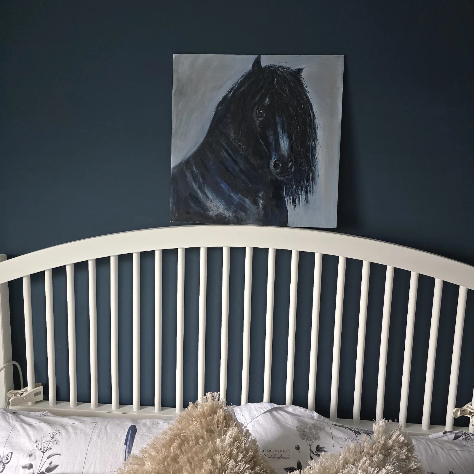 Black Horse Friesian Oil Painting thumbnail 7