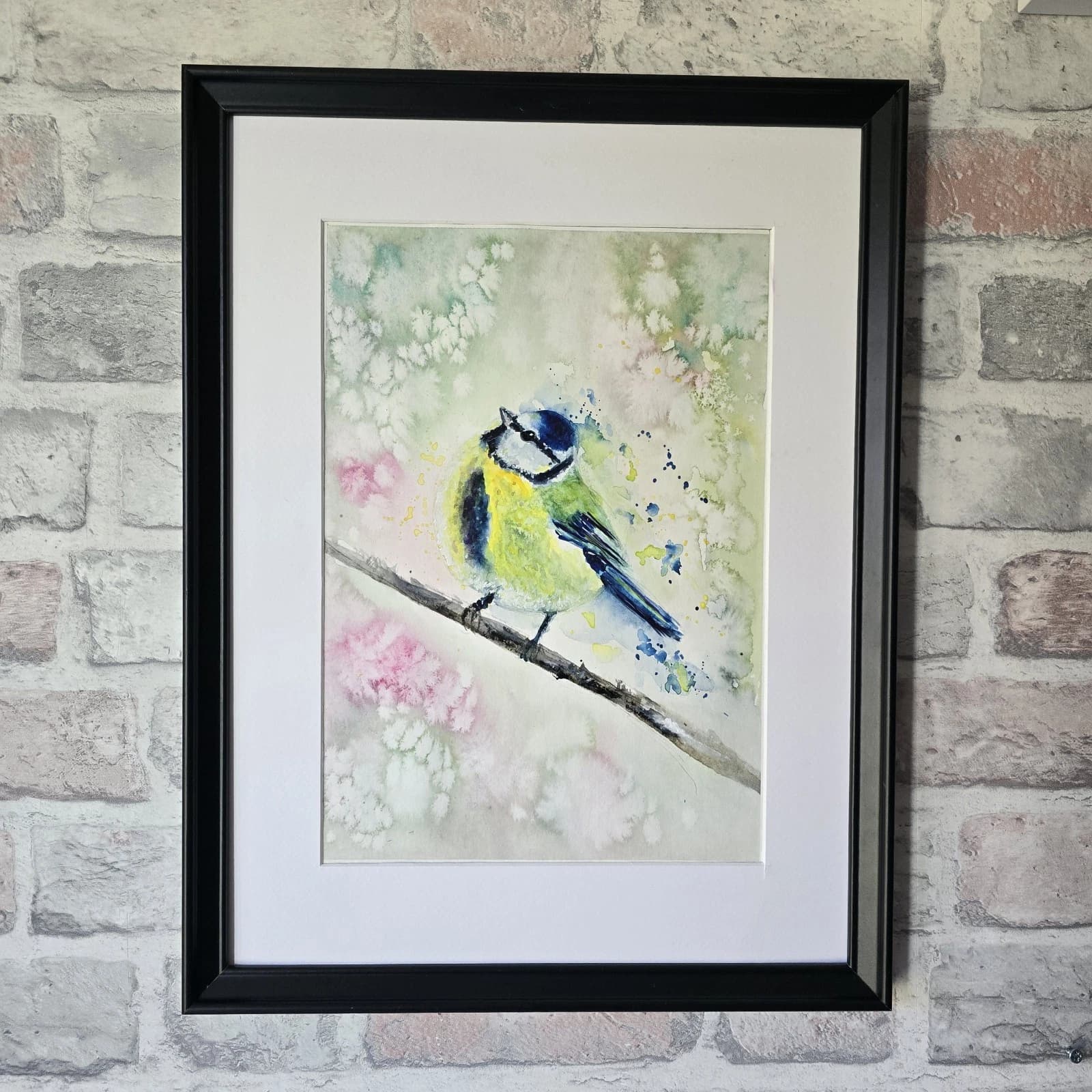Blue Tit Wildlife Watercolour Painting Native Bird Framed thumbnail 2
