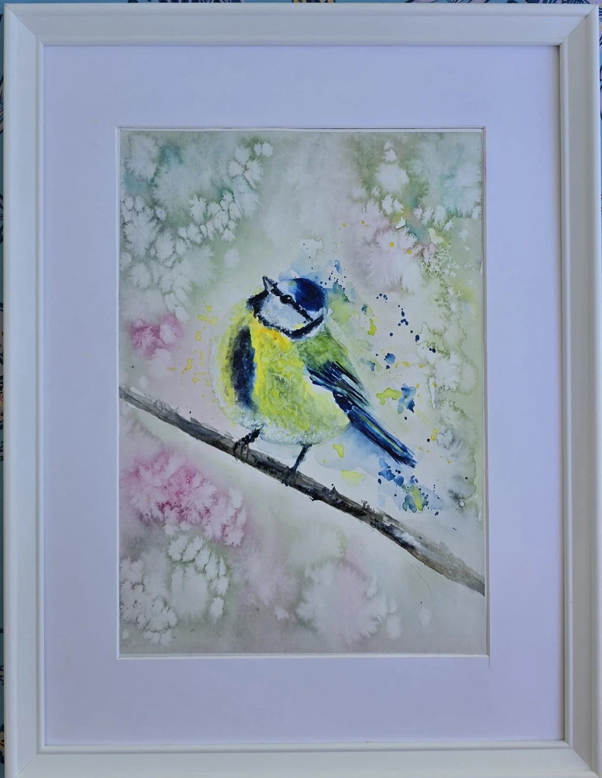 Blue Tit Wildlife Watercolour Painting Native Bird Framed thumbnail 15