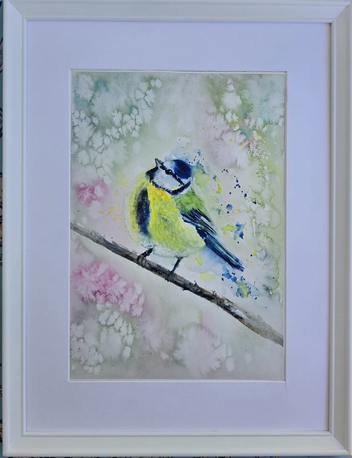 Blue Tit Wildlife Watercolour Painting Native Bird Framed thumbnail 18