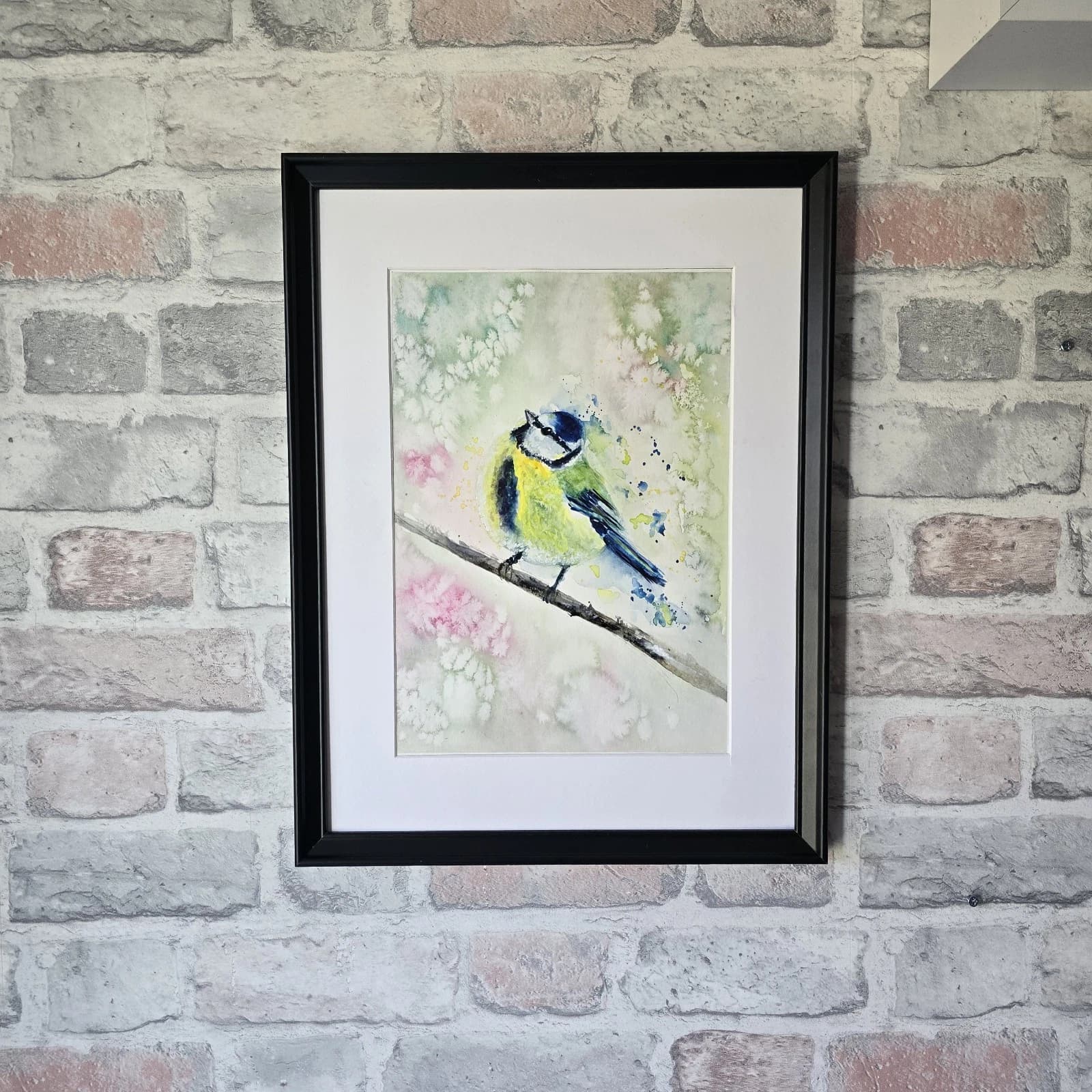 Blue Tit Wildlife Watercolour Painting Native Bird Framed thumbnail 3