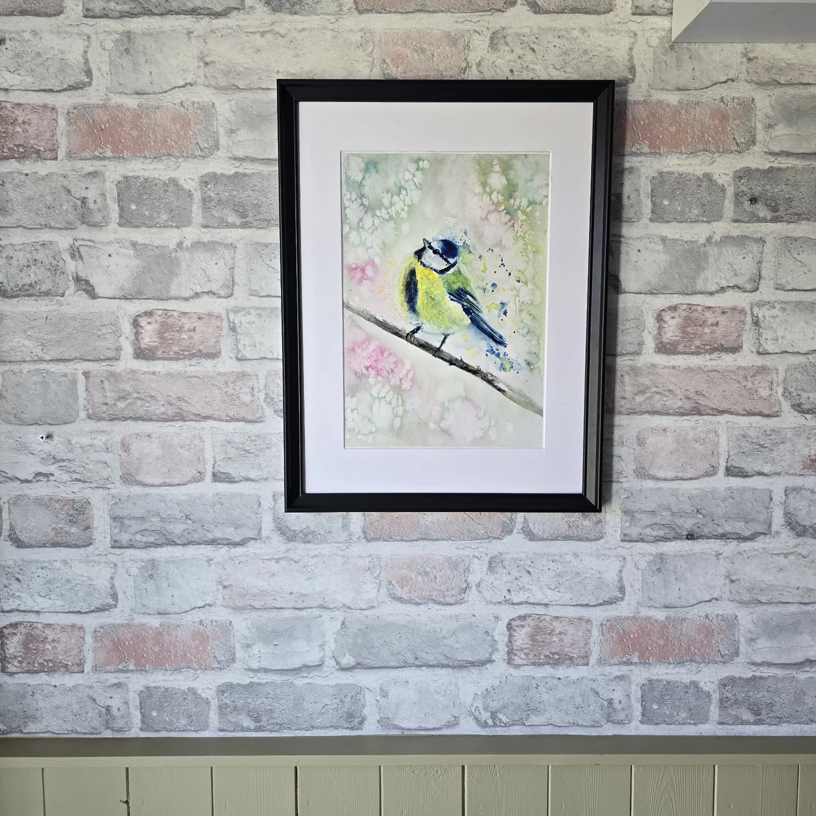 Blue Tit Wildlife Watercolour Painting Native Bird Framed thumbnail 5