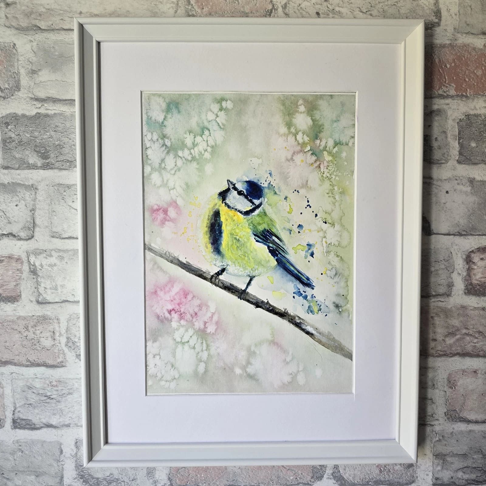 Blue Tit Wildlife Watercolour Painting Native Bird Framed thumbnail 9