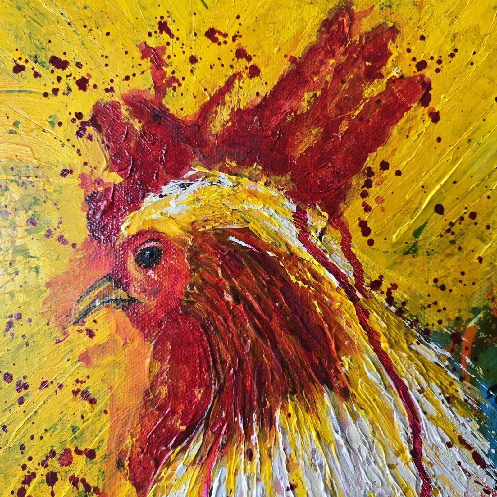 Contemporary Acrylic Canvas Painting Cockerel Chicken Rooster thumbnail 13