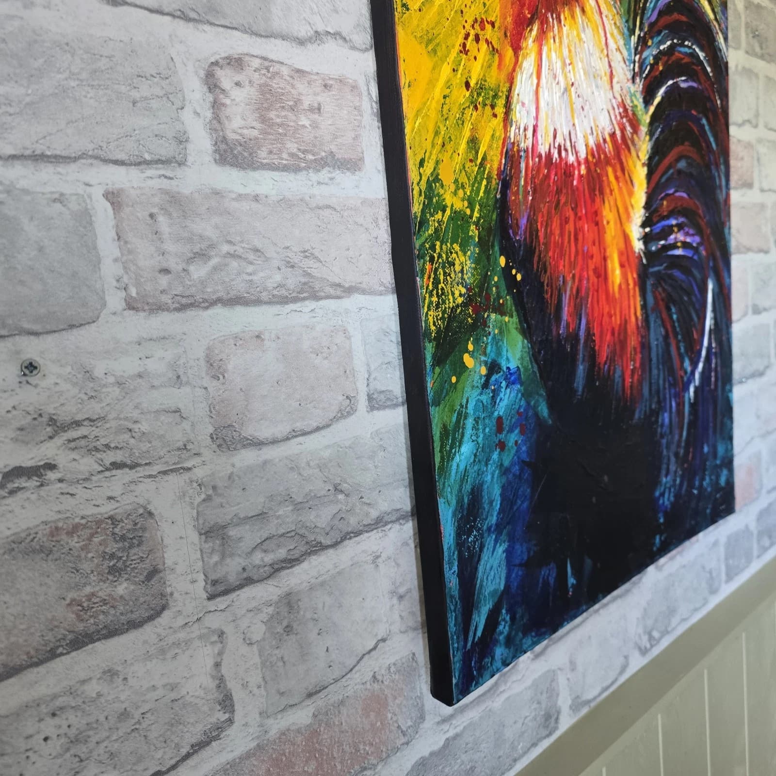 Contemporary Acrylic Canvas Painting Cockerel Chicken Rooster thumbnail 6