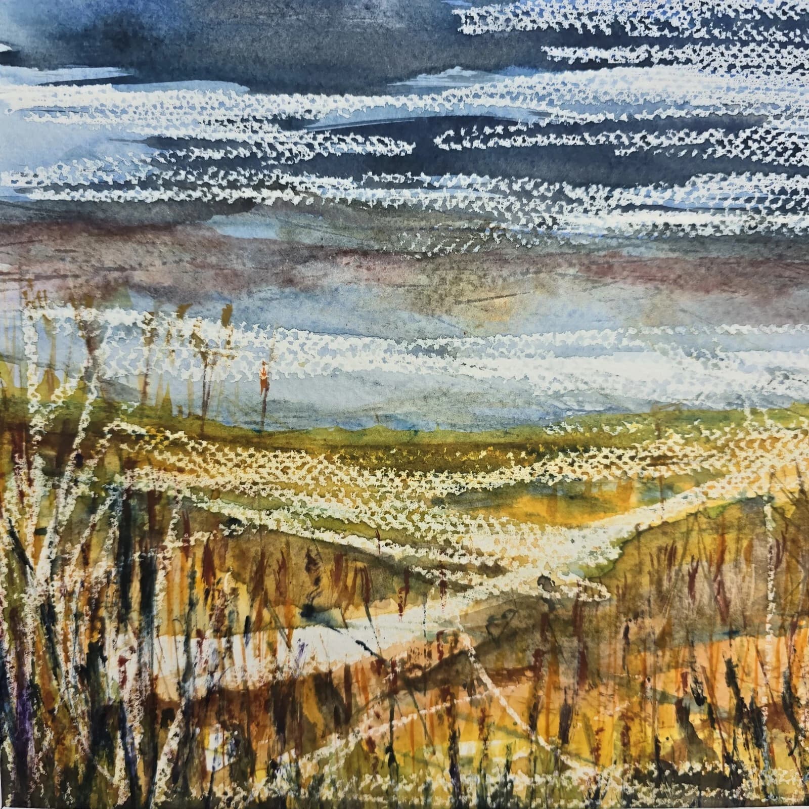 Contemporary Coastal Landscape Watercolour Painting Framed thumbnail 3