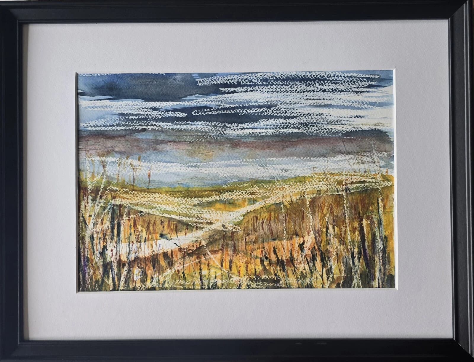 Contemporary Coastal Landscape Watercolour Painting Framed thumbnail 5