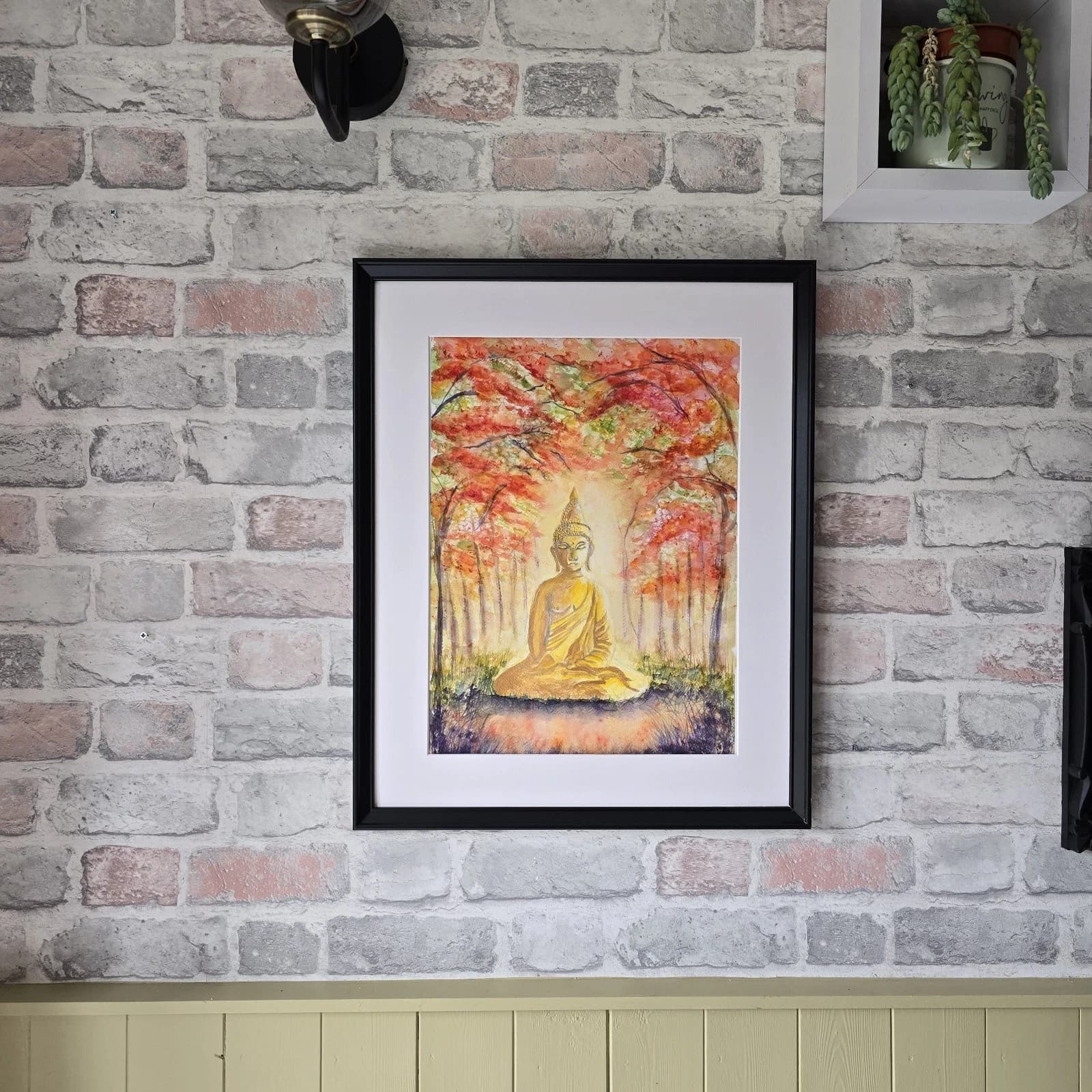 Contemporary Watercolour Painting Buddha Trees Framed thumbnail 3