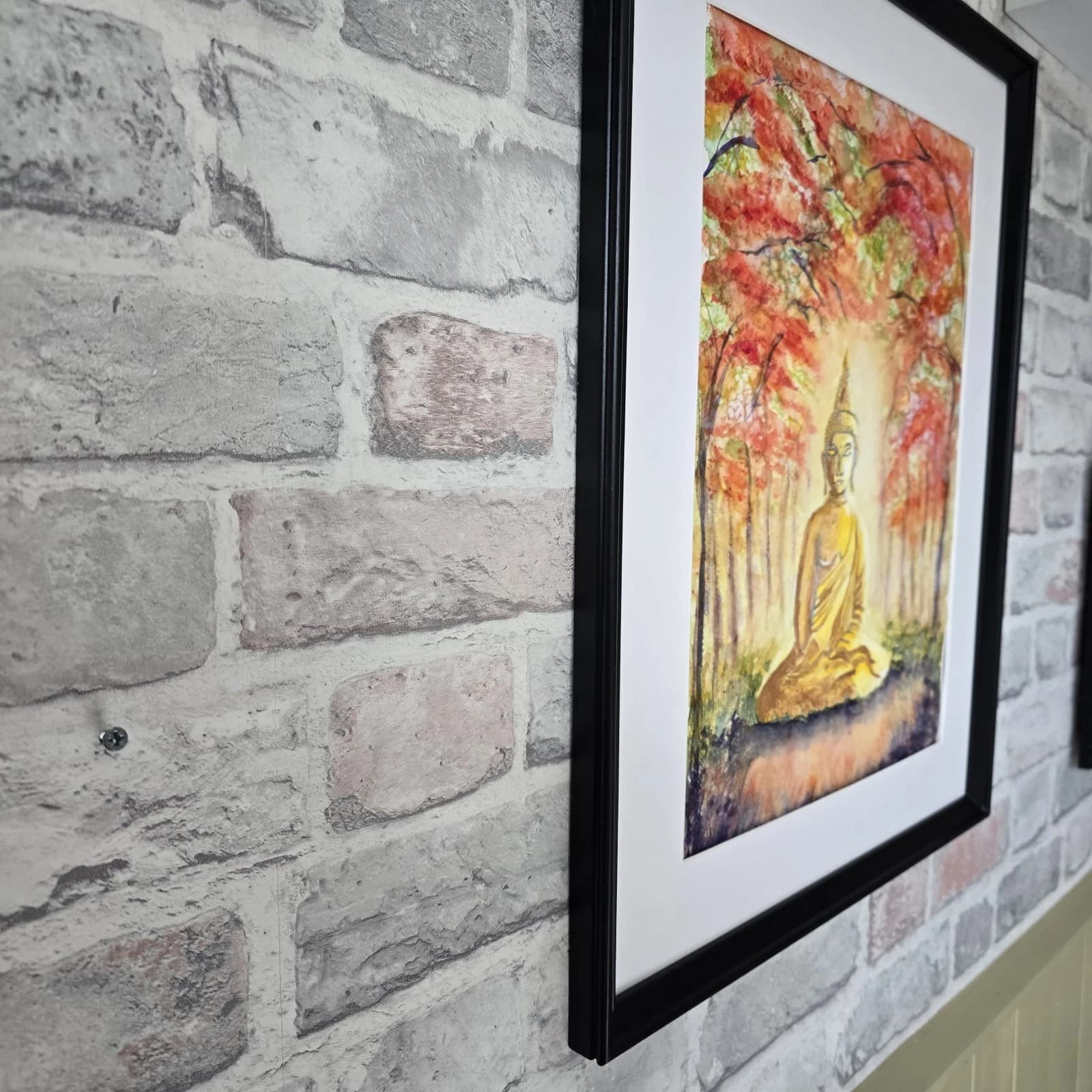 Contemporary Watercolour Painting Buddha Trees Framed thumbnail 6