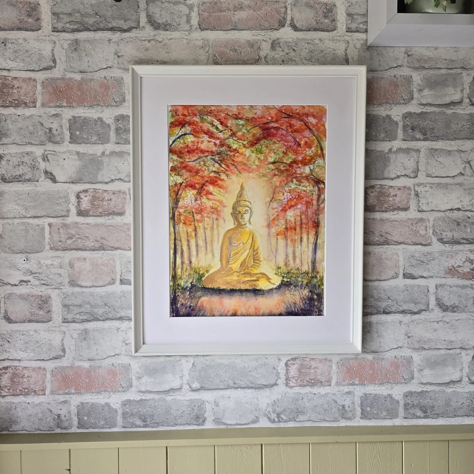 Contemporary Watercolour Painting Buddha Trees Framed thumbnail 8