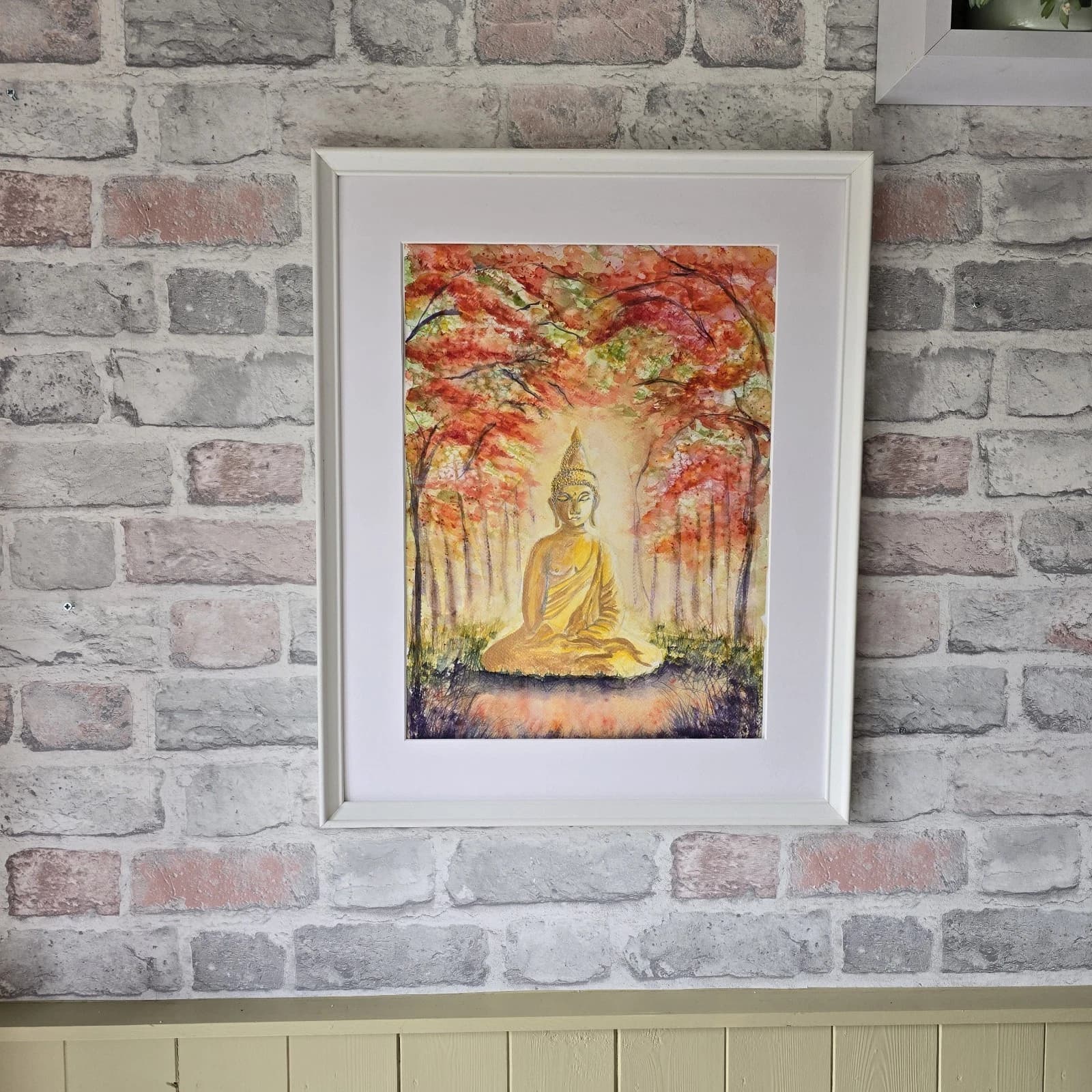 Contemporary Watercolour Painting Buddha Trees Framed thumbnail 9