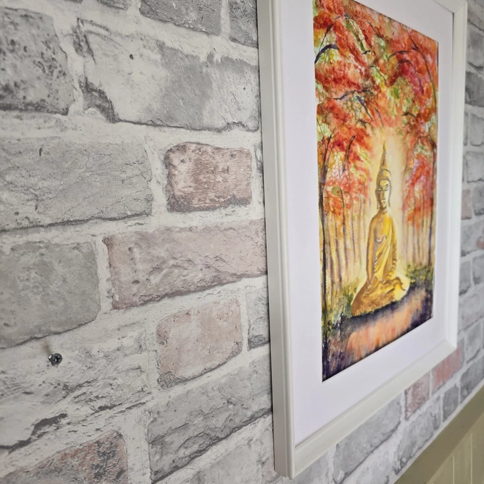 Contemporary Watercolour Painting Buddha Trees Framed thumbnail 10