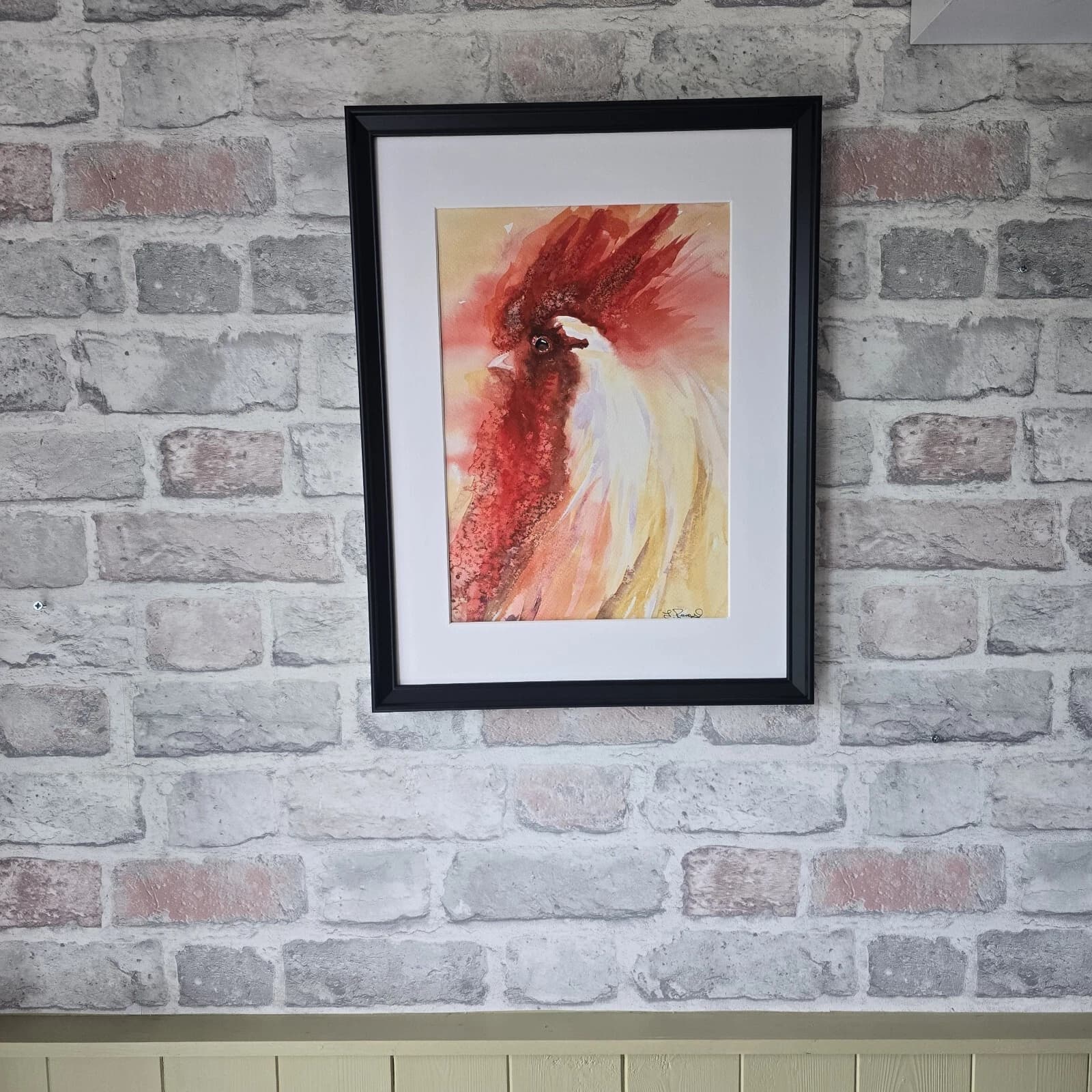 Contemporary Watercolour Painting Cockerel Chicken Head, Rooster thumbnail 6
