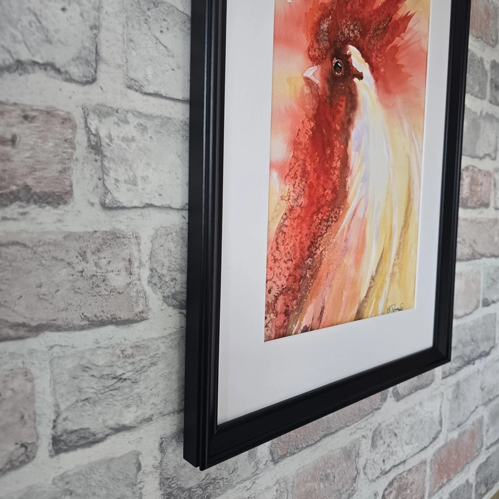 Contemporary Watercolour Painting Cockerel Chicken Head, Rooster thumbnail 7