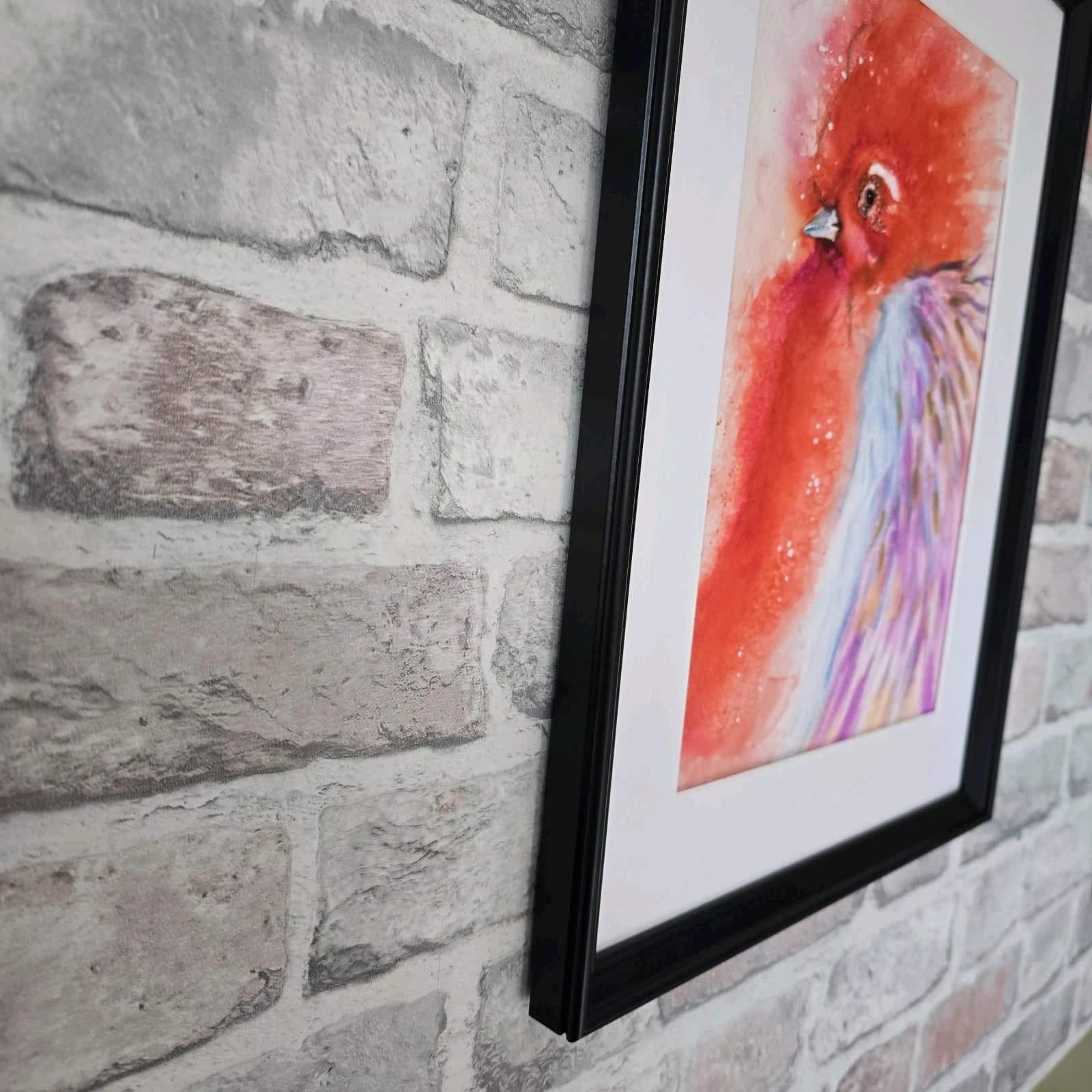 Contemporary Watercolour Painting Cockerell Chicken Rooster Framed thumbnail 2